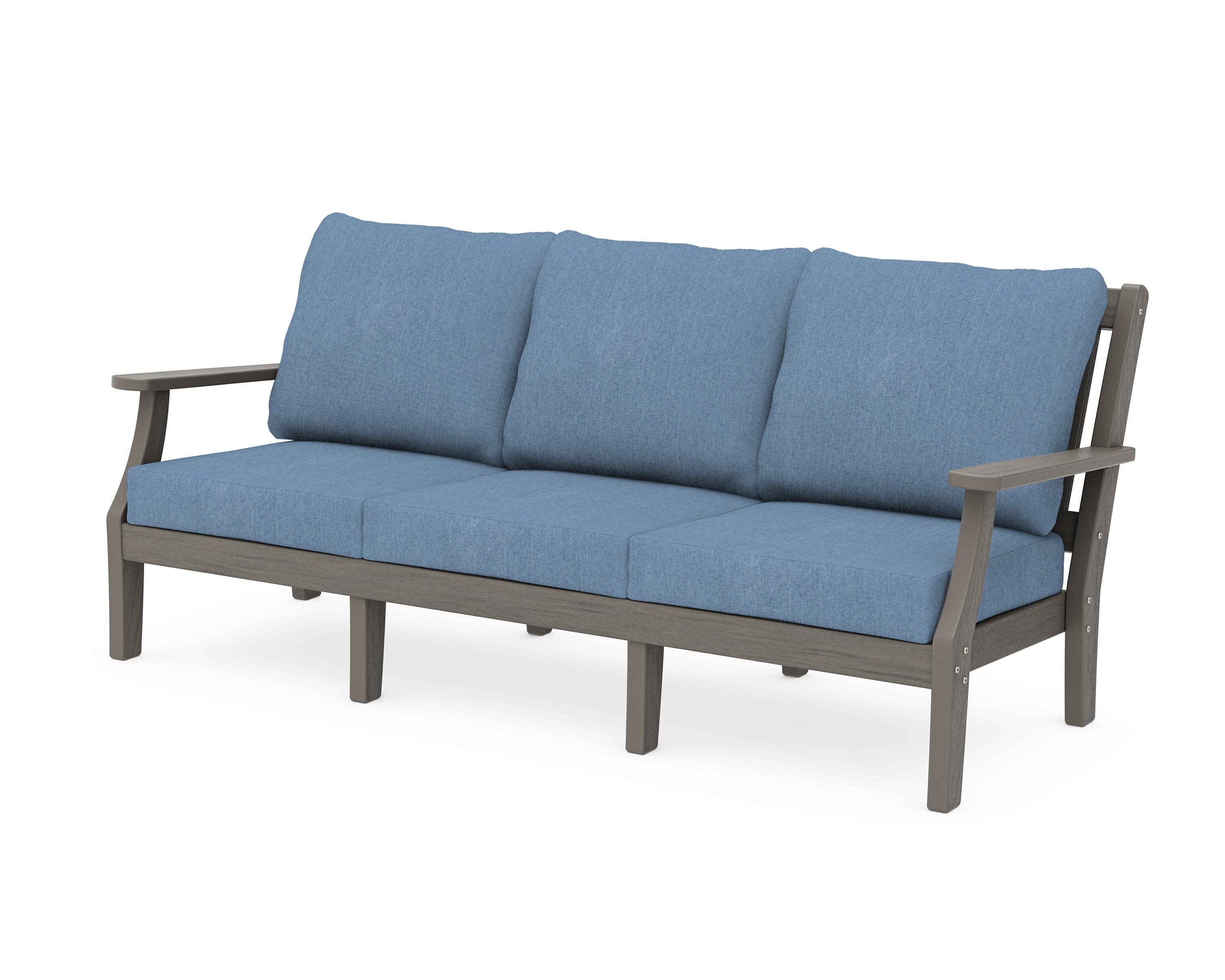 Chinoiserie Deep Seating Sofa in Driftwood / Sky Blue