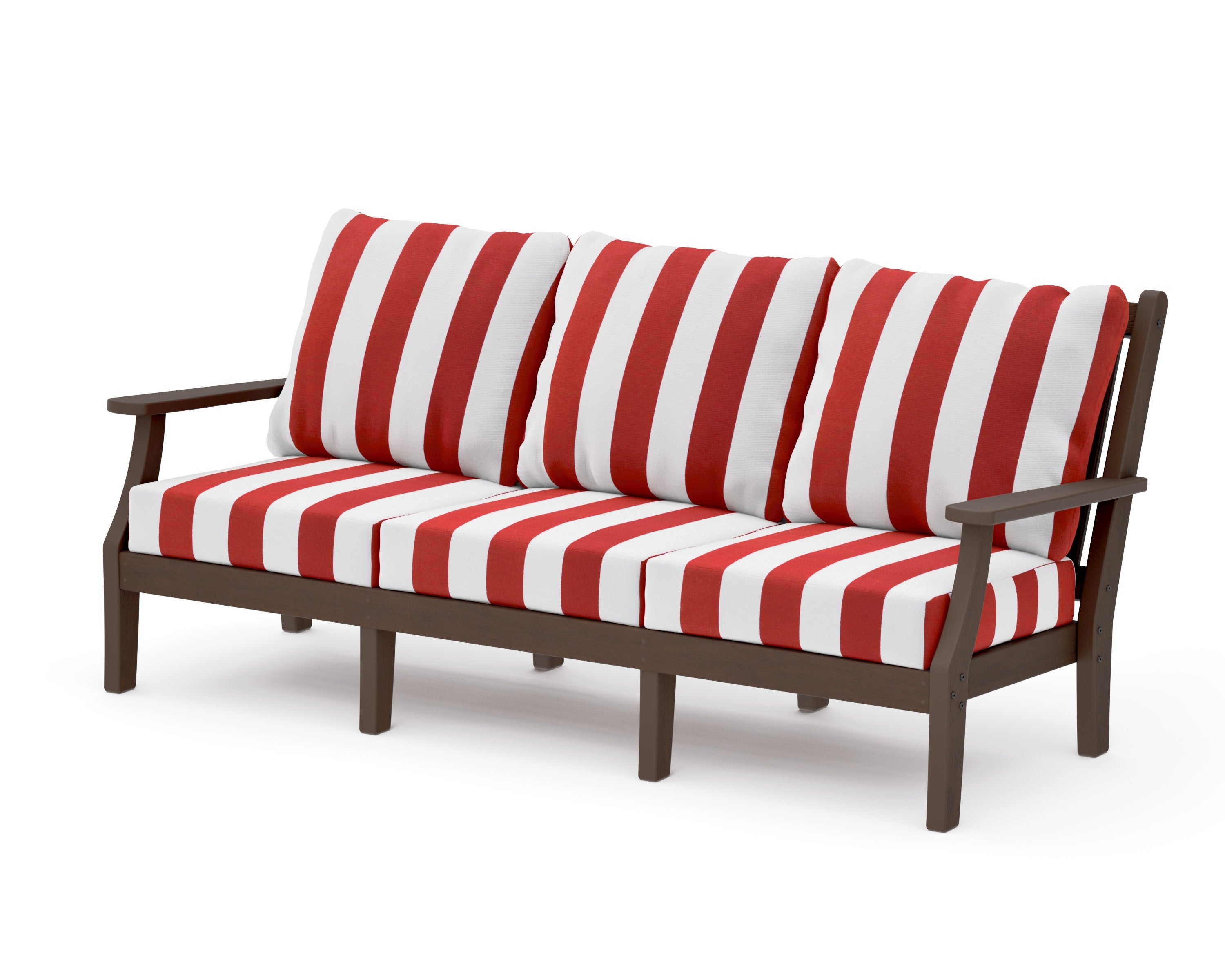 Wovendale Deep Seating Sofa in Kona / Cabana Stripe Crimson
