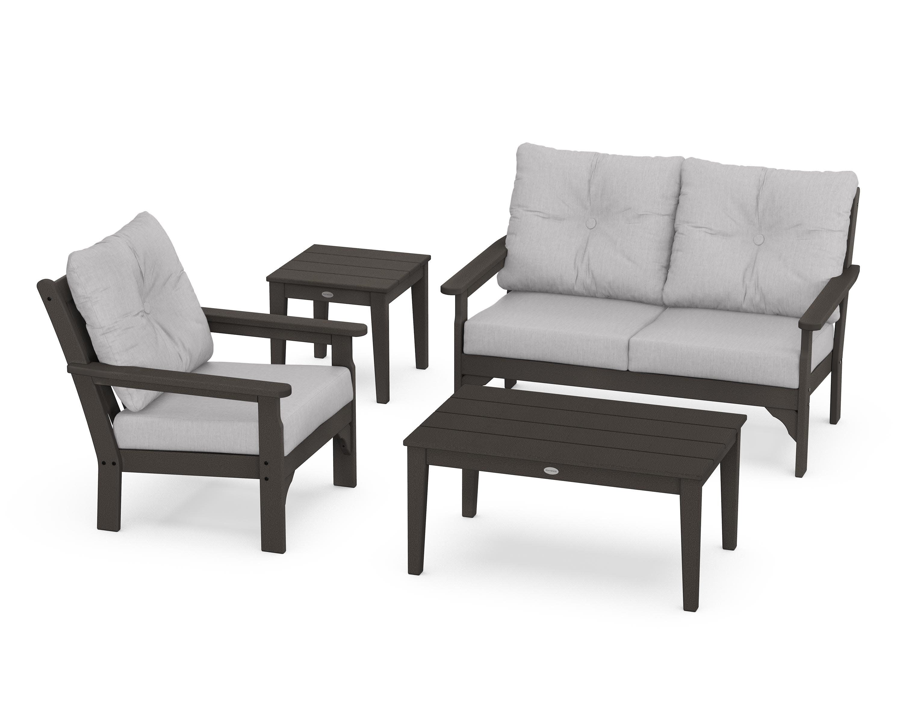 Vineyard 4-Piece Deep Seating Set in Vintage Coffee / Granite