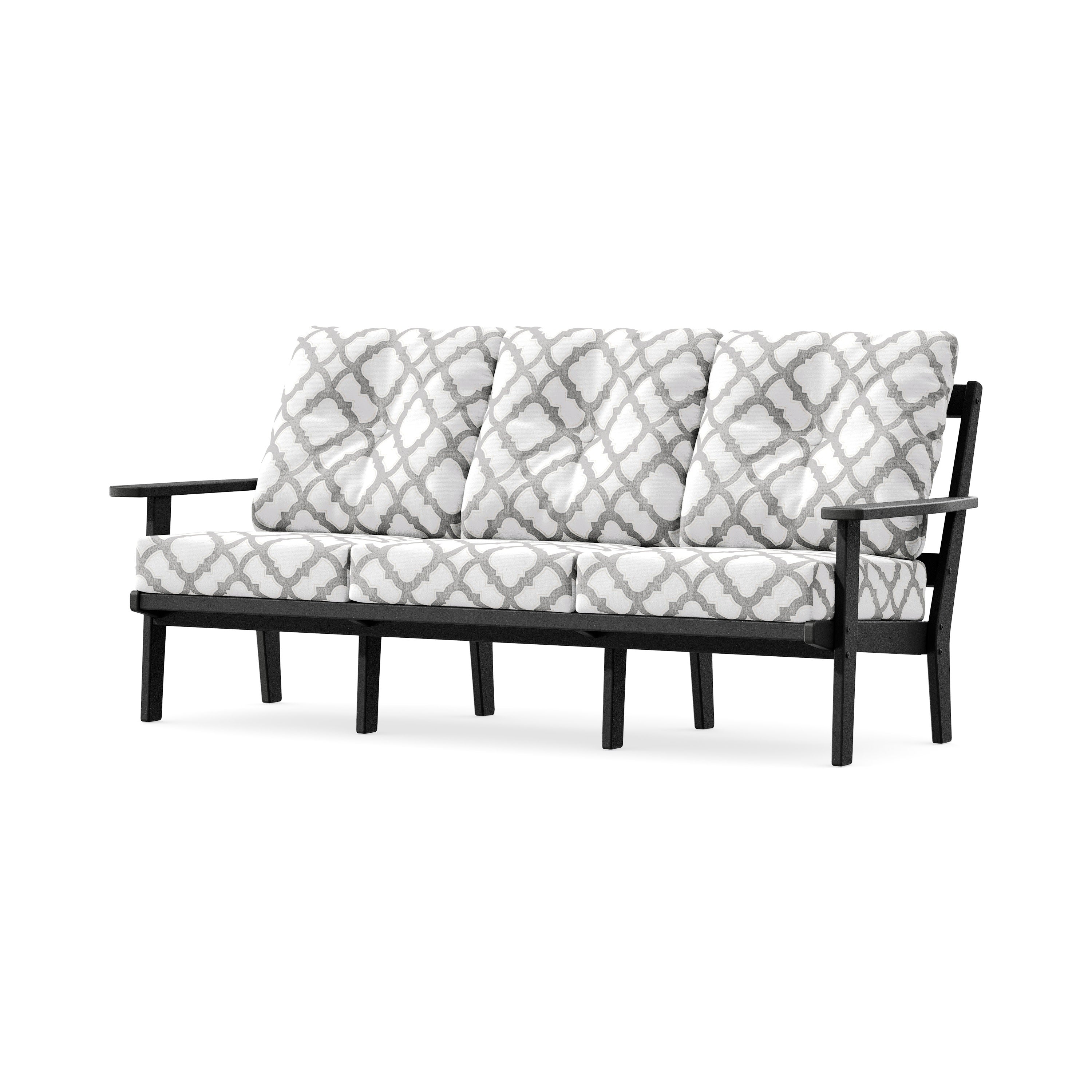 Oxford Deep Seating Sofa in Black / Trellis Grey Mist