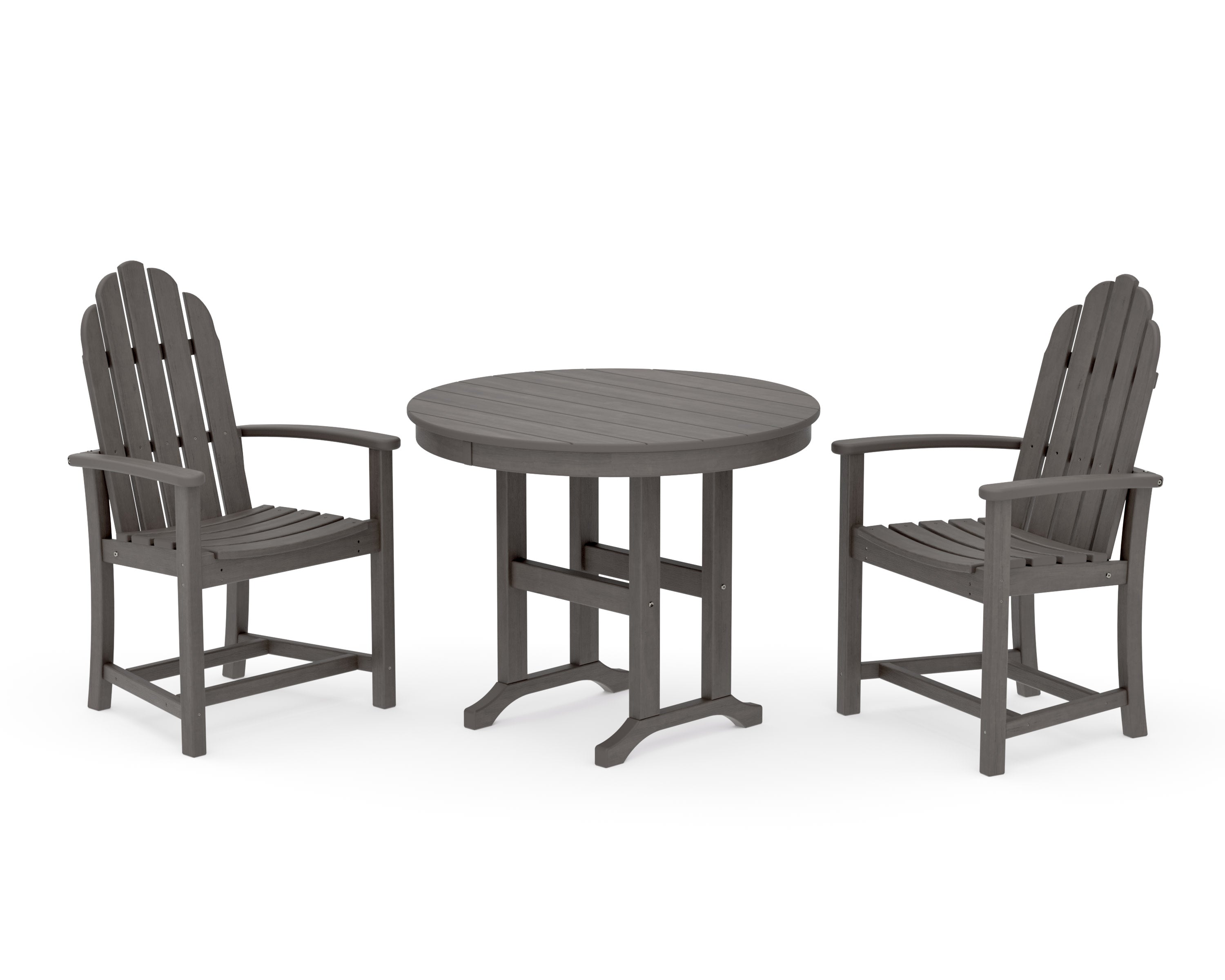 Classic Adirondack 3-Piece Round Dining Set in Driftwood