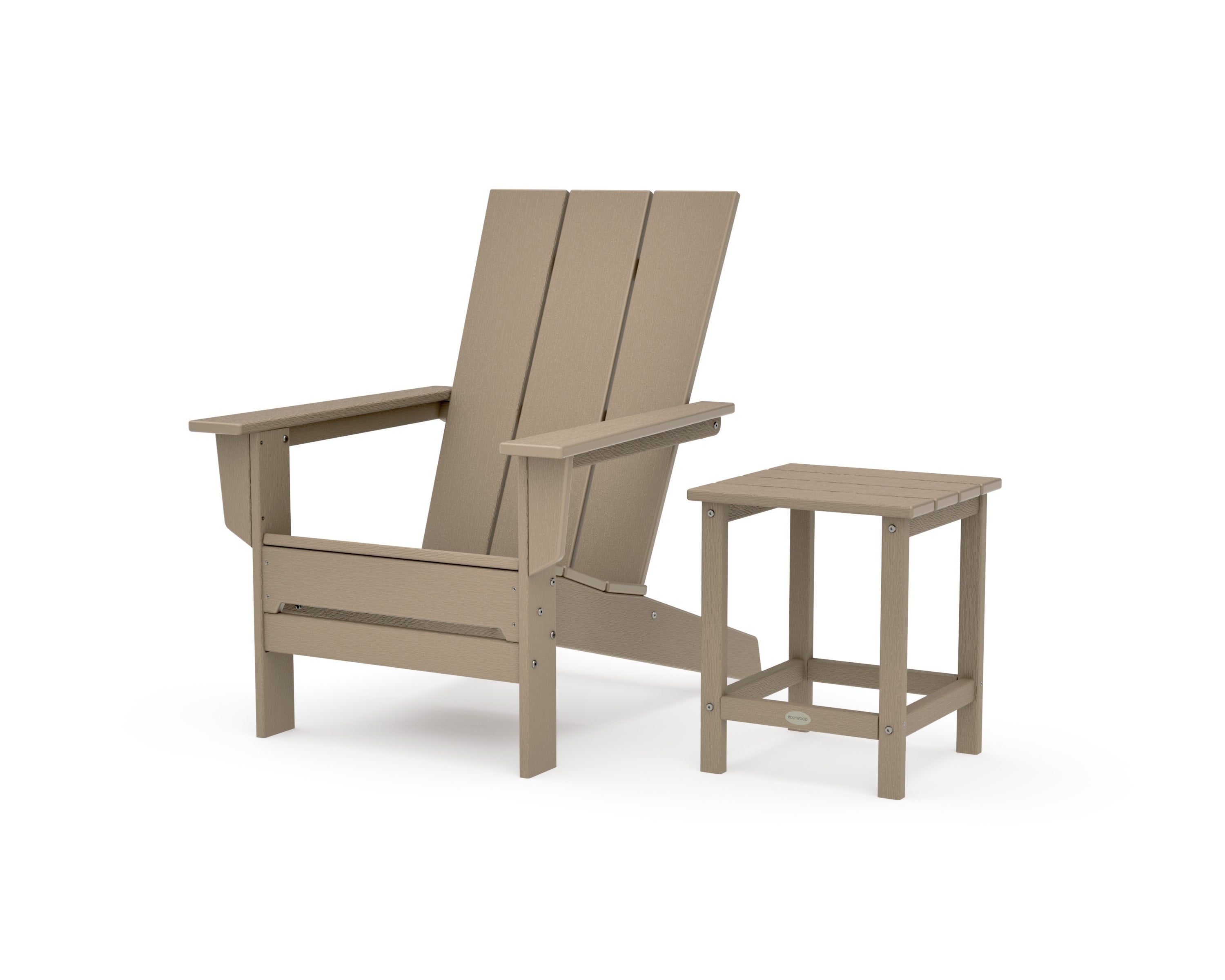 Modern Studio Adirondack Chair with Side Table in Vintage Sahara