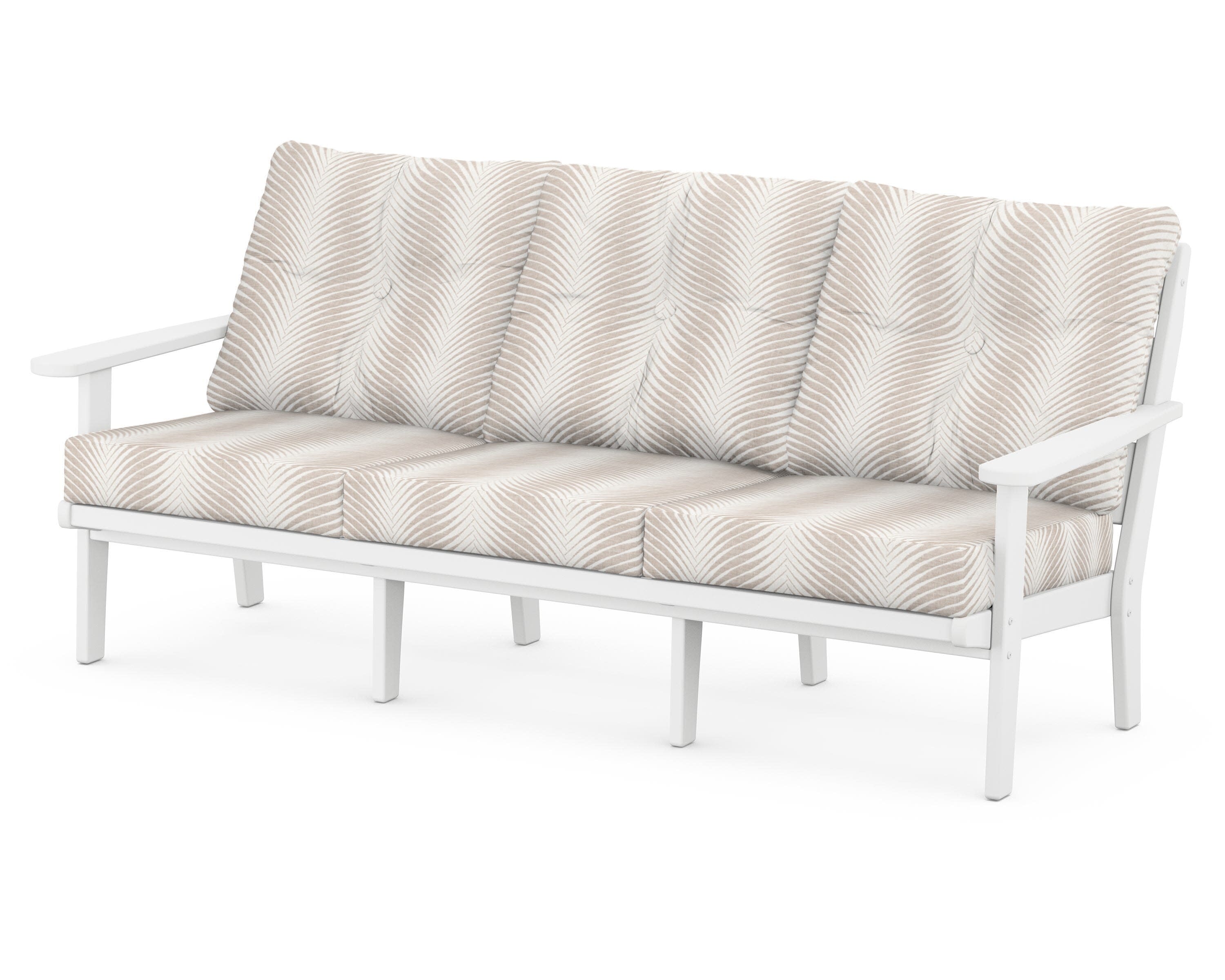 Lakeside Deep Seating Sofa in White / Clock Out Cloud