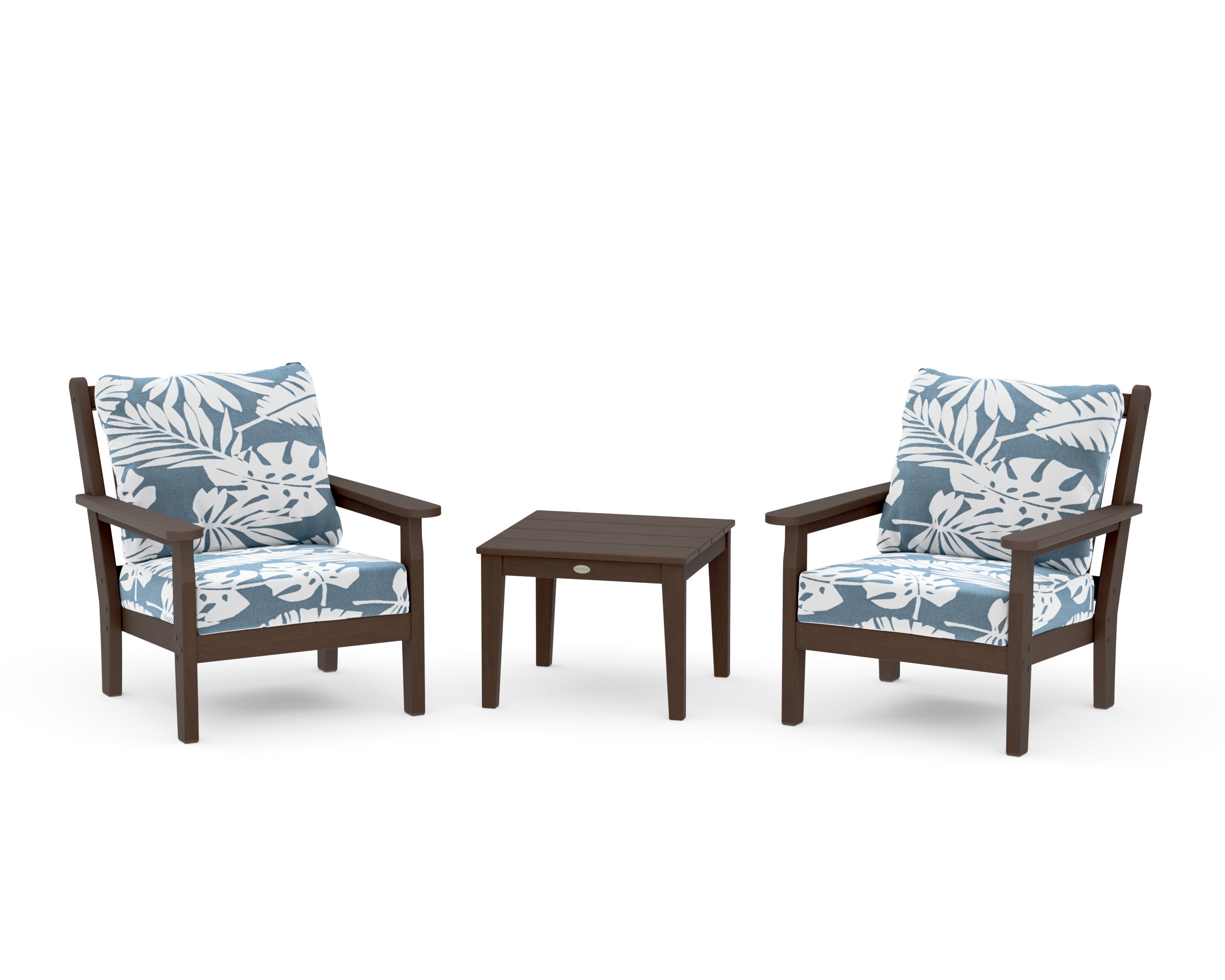 Chippendale 3-Piece Deep Seating Set in Kona / Leaf Sky Blue