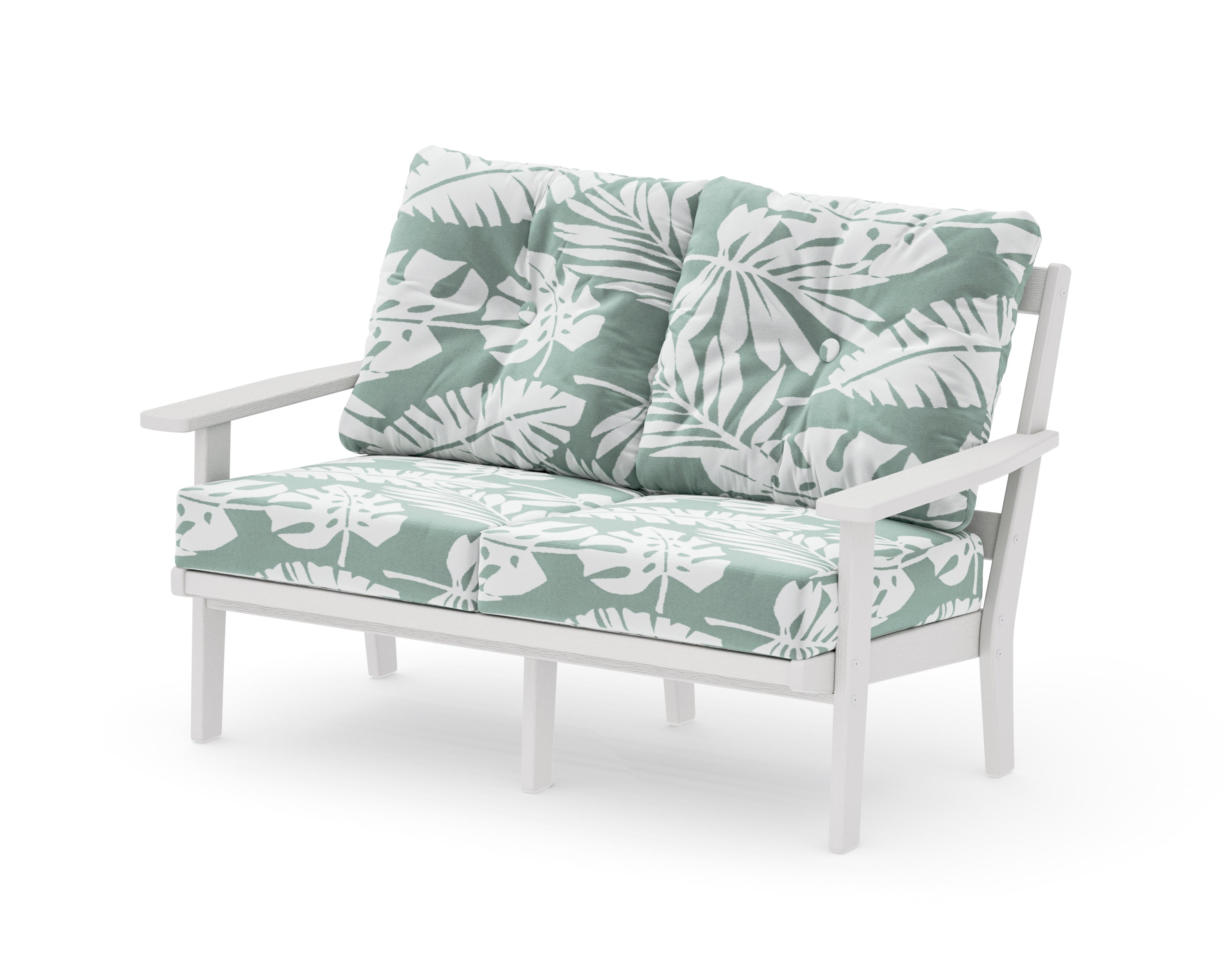 Prairie Deep SeatingLoveseat in Vintage White / Leaf Glacier Spa