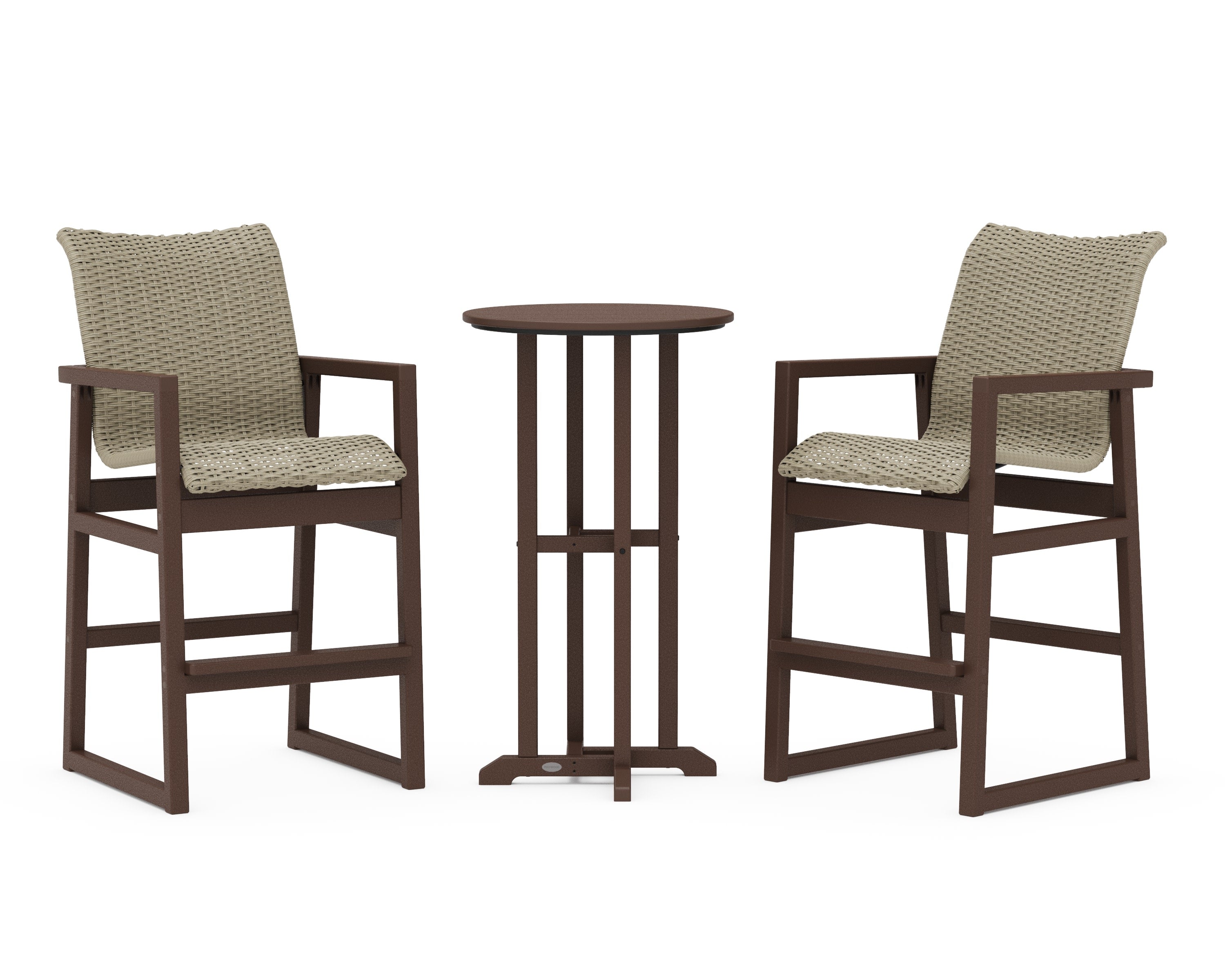 EDGE Woven 3-Piece Farmhouse Bar Set in Mahogany / Dune Grass