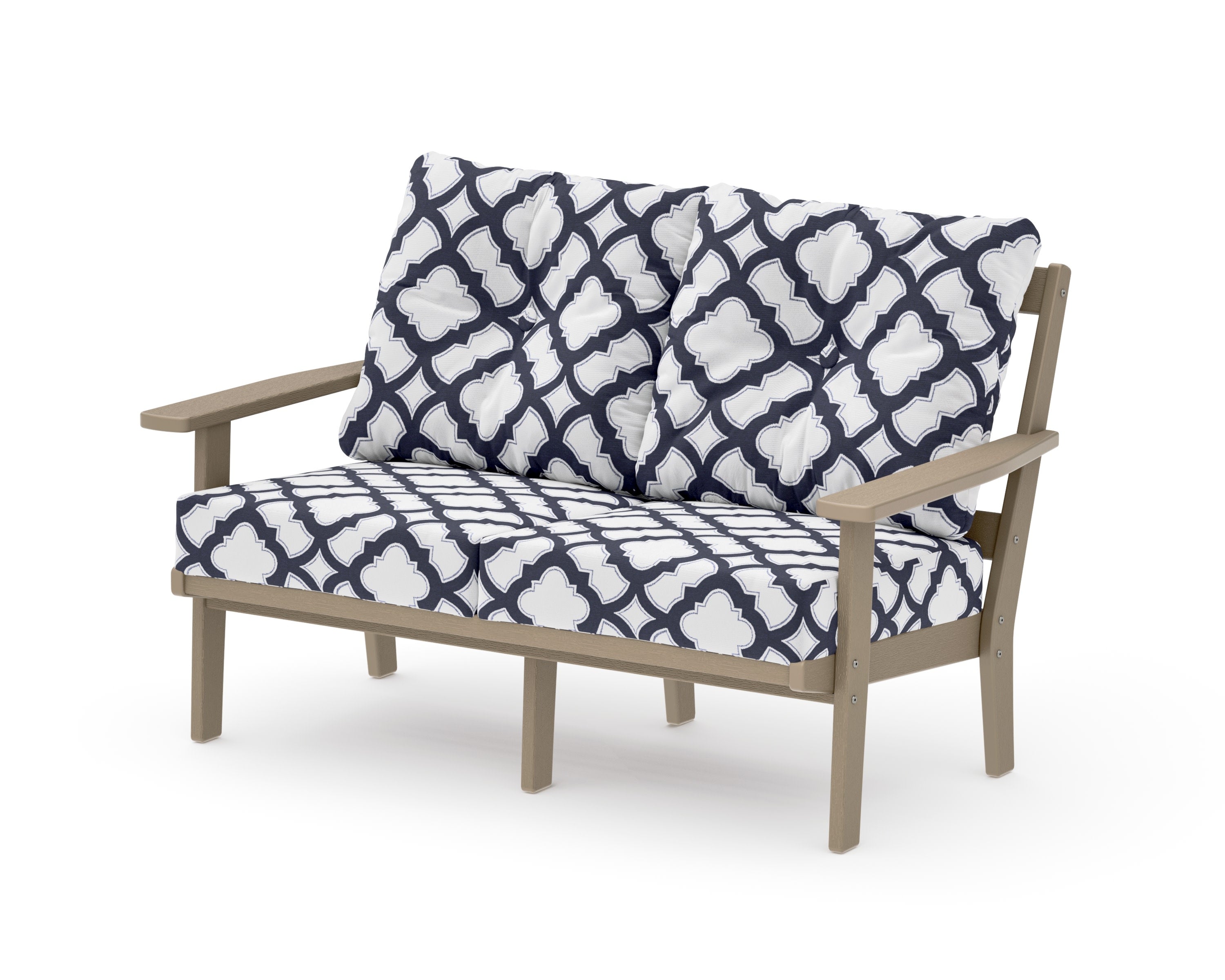 Oxford Deep SeatingLoveseat in Vintage Sahara / Trellis Navy