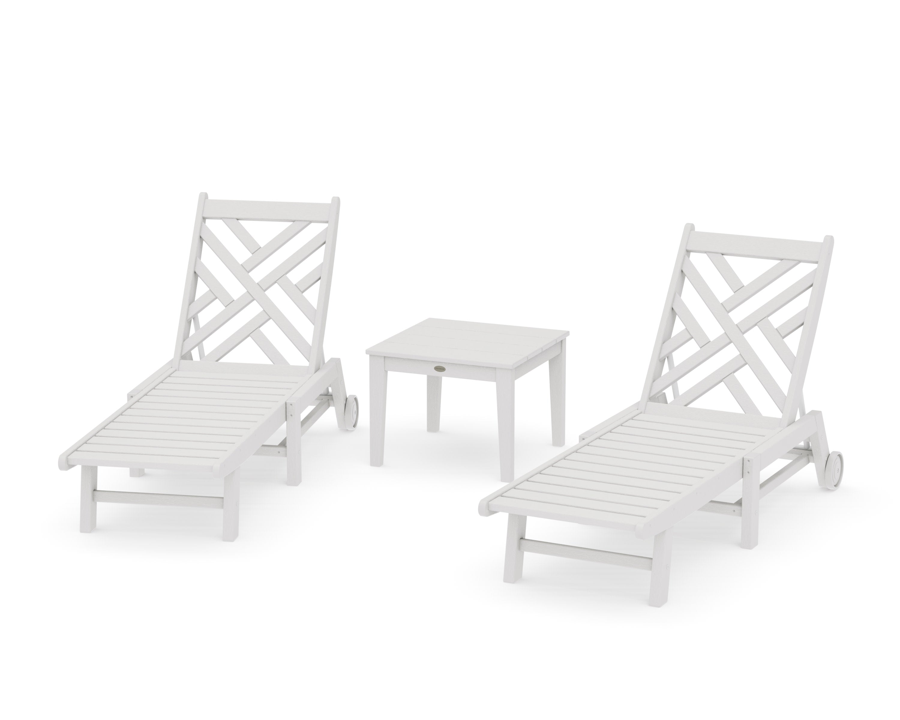 Chippendale 3-Piece Chaise Set with Wheels in Vintage White