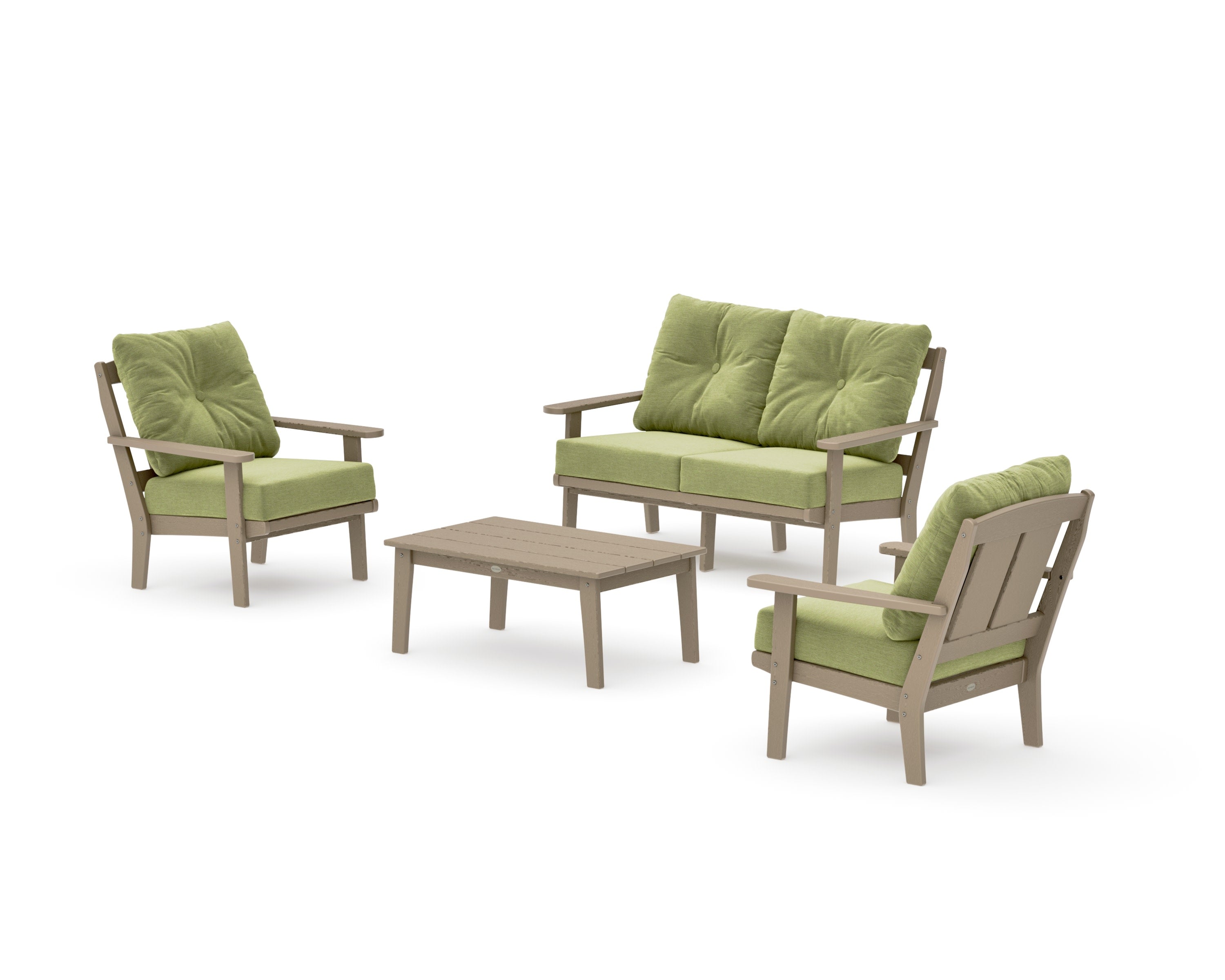 Mission 4-Piece Deep Seating Set with Loveseat in Vintage Sahara / Chartreuse Boucle