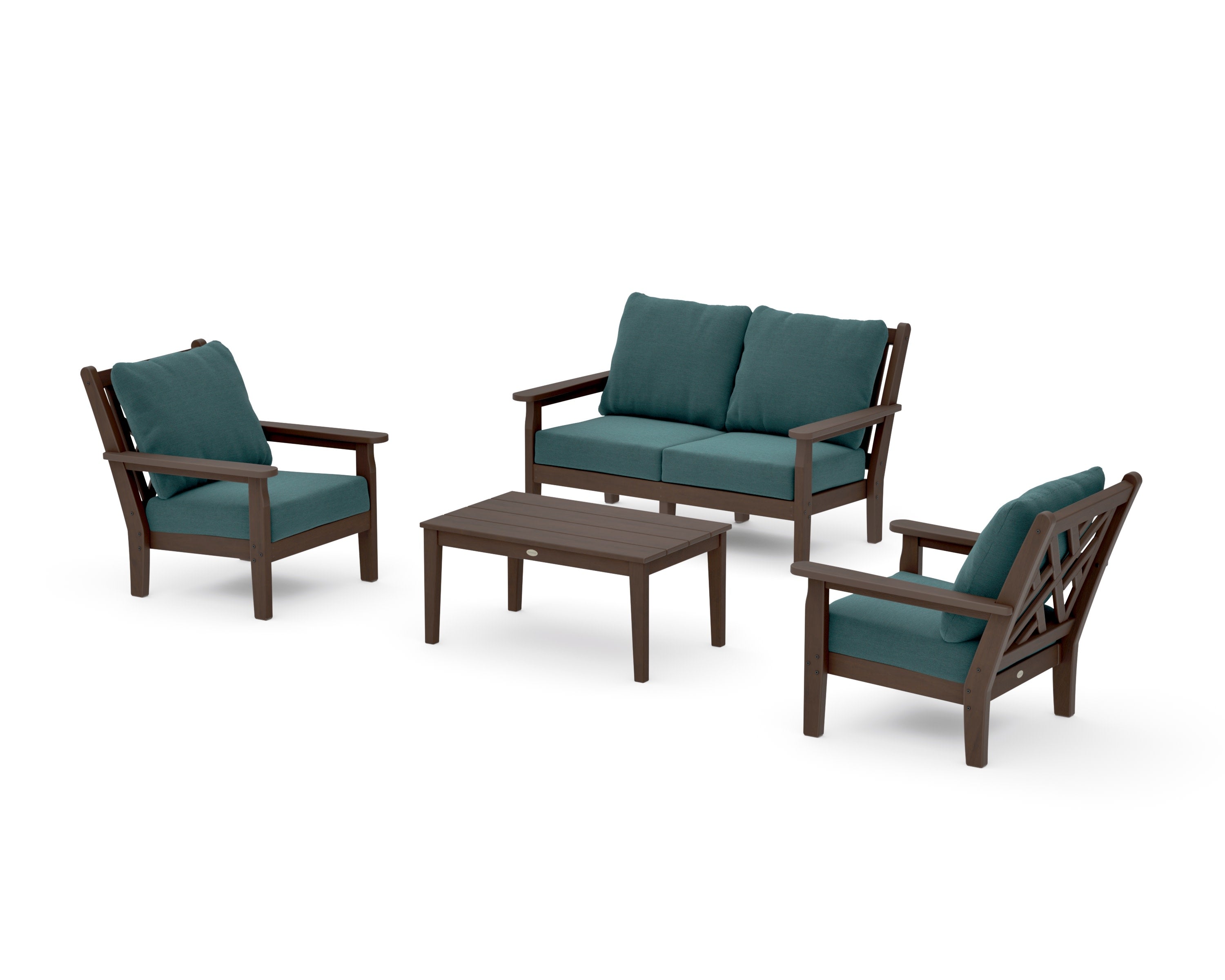 Chippendale 4-Piece Deep Seating Set with Loveseat in Kona / Ocean Teal