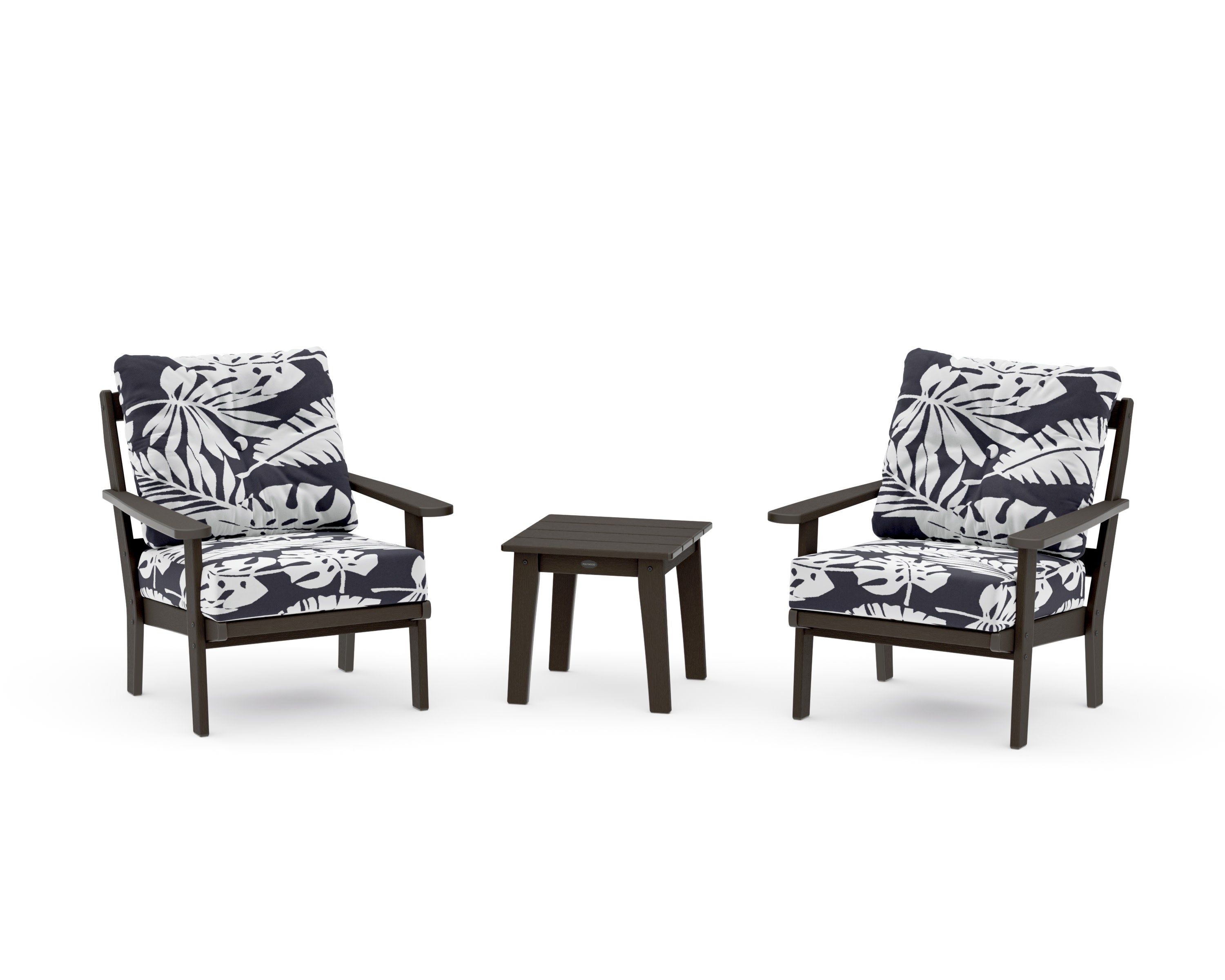 Mission 3-Piece Deep Seating Set in Vintage Coffee / Leaf Navy
