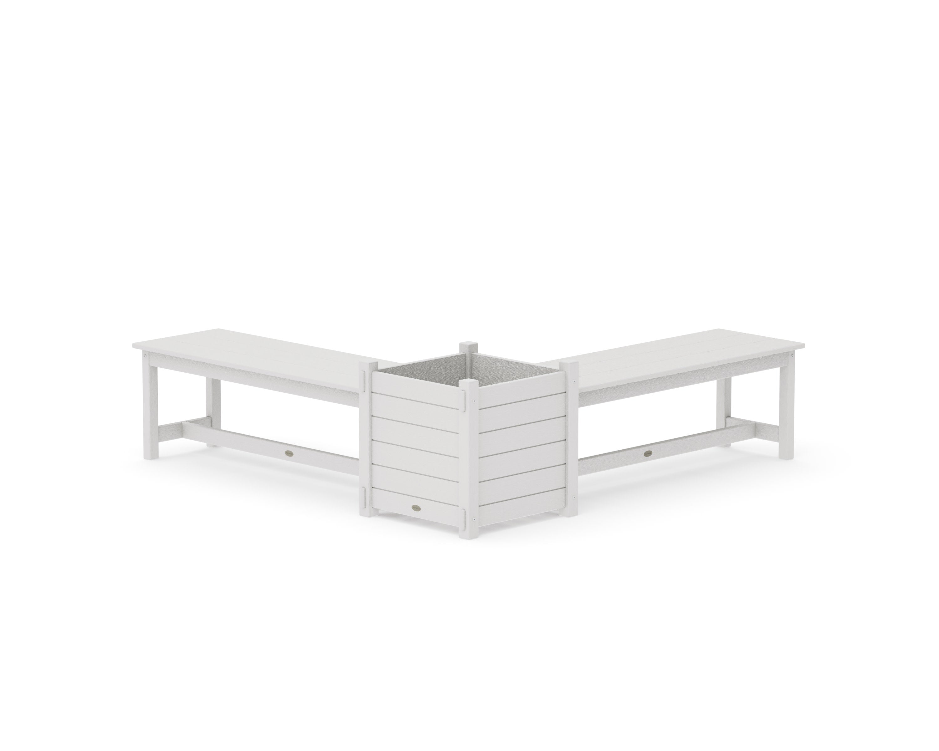 48" Nautical L- Shaped Planter Bench Set- Large in Vintage White
