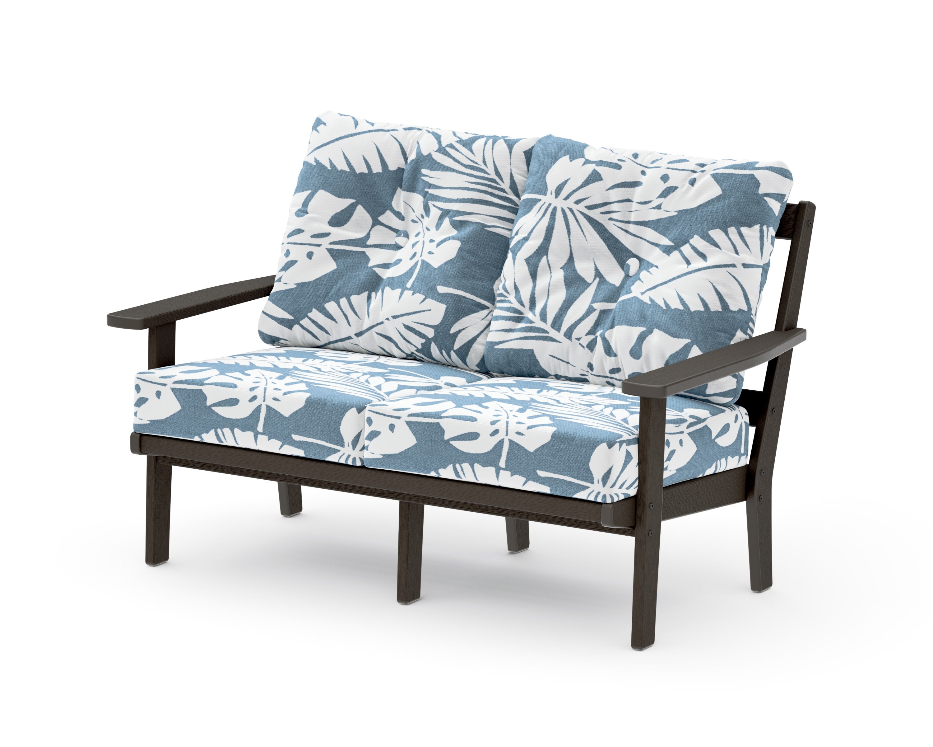 Prairie Deep SeatingLoveseat in Vintage Coffee / Leaf Sky Blue