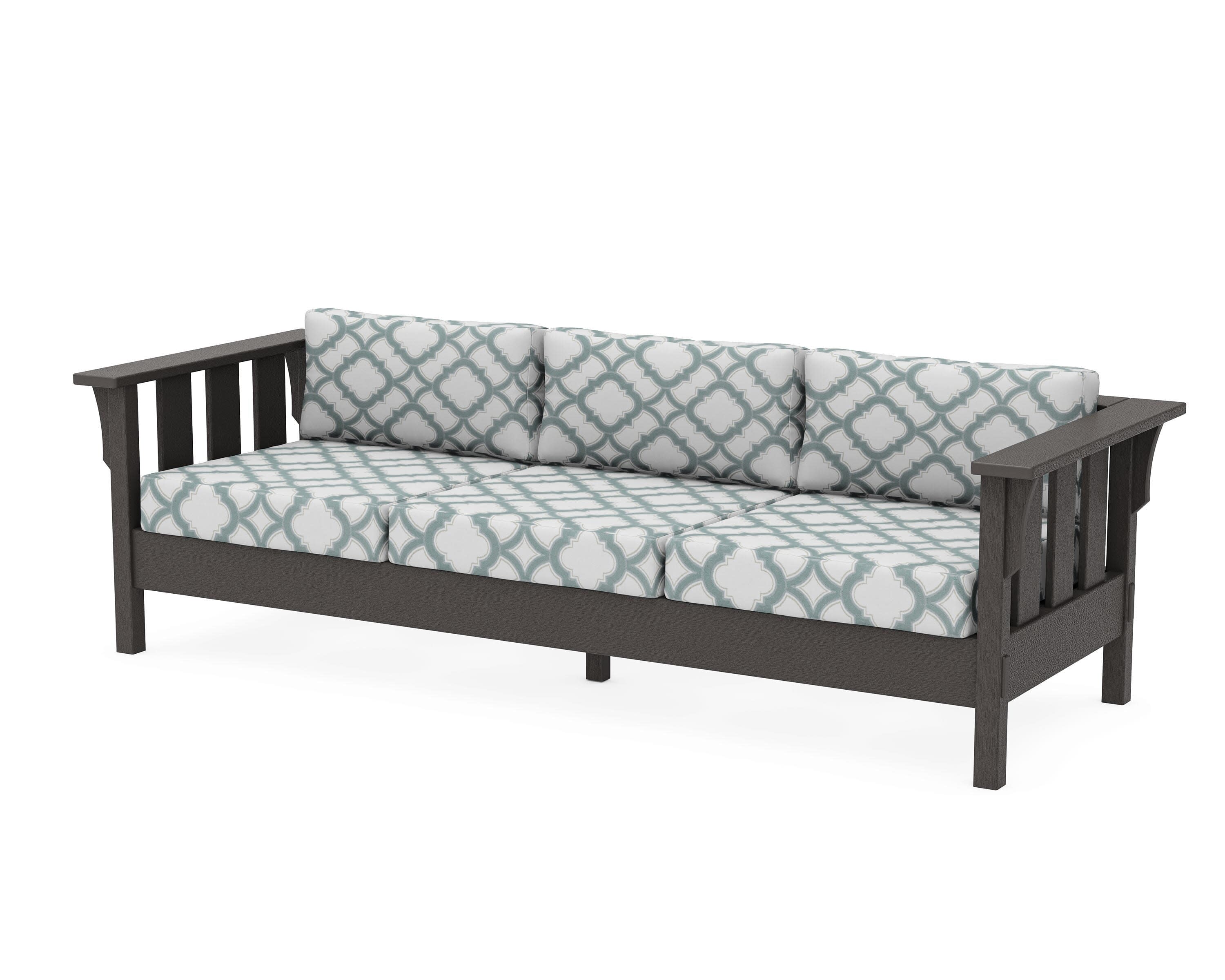 Acadia Deep Seating Sofa in Vintage Coffee / Trellis Glacier Spa