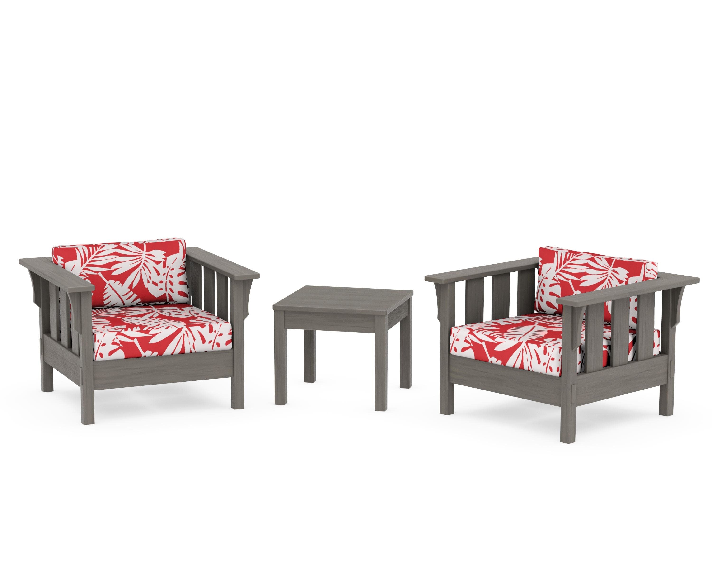 Acadia 3-Piece Deep Seating Set in Driftwood / Leaf Crimson