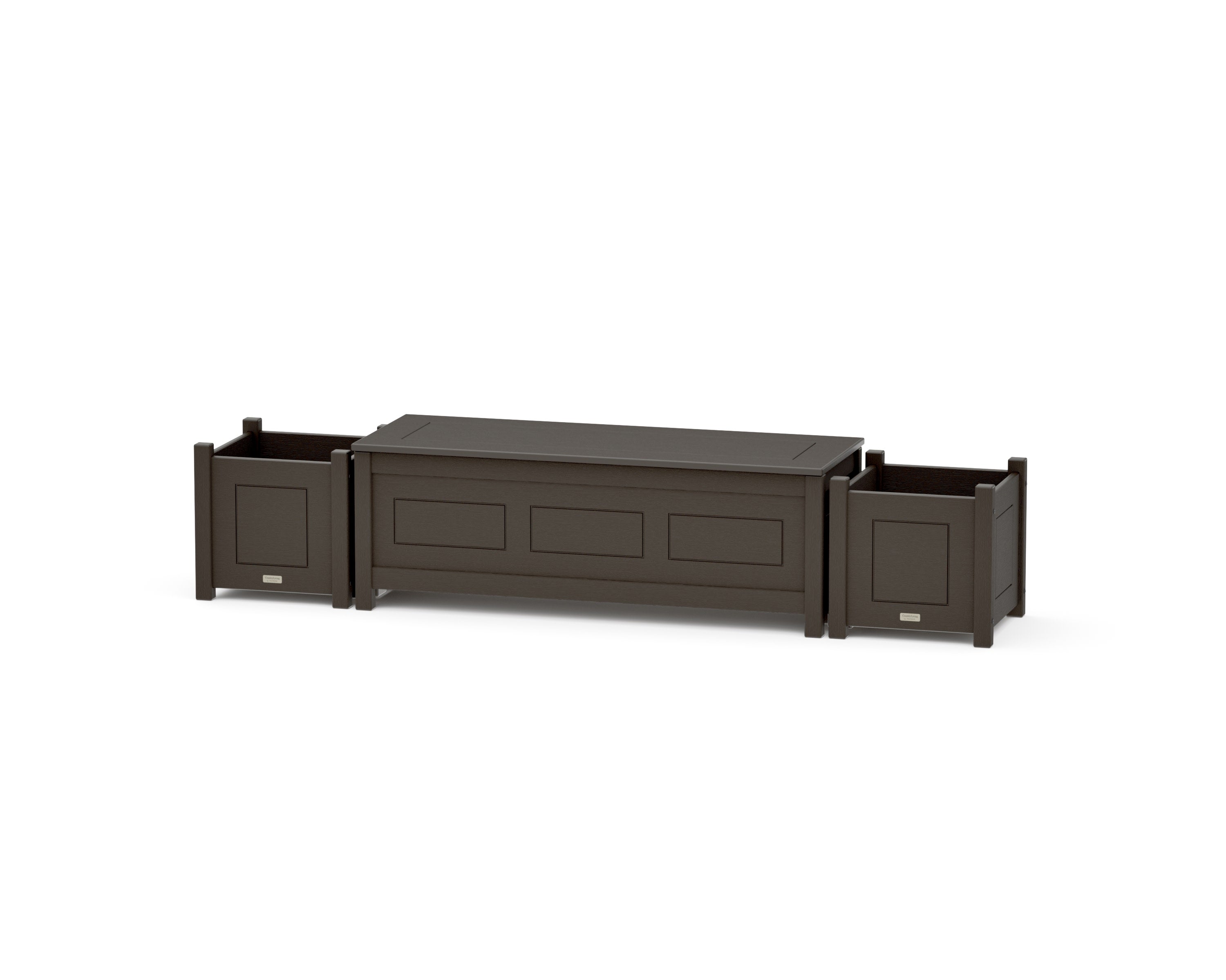 48" Country Living Straight Planter Storage Bench Set in Vintage Coffee