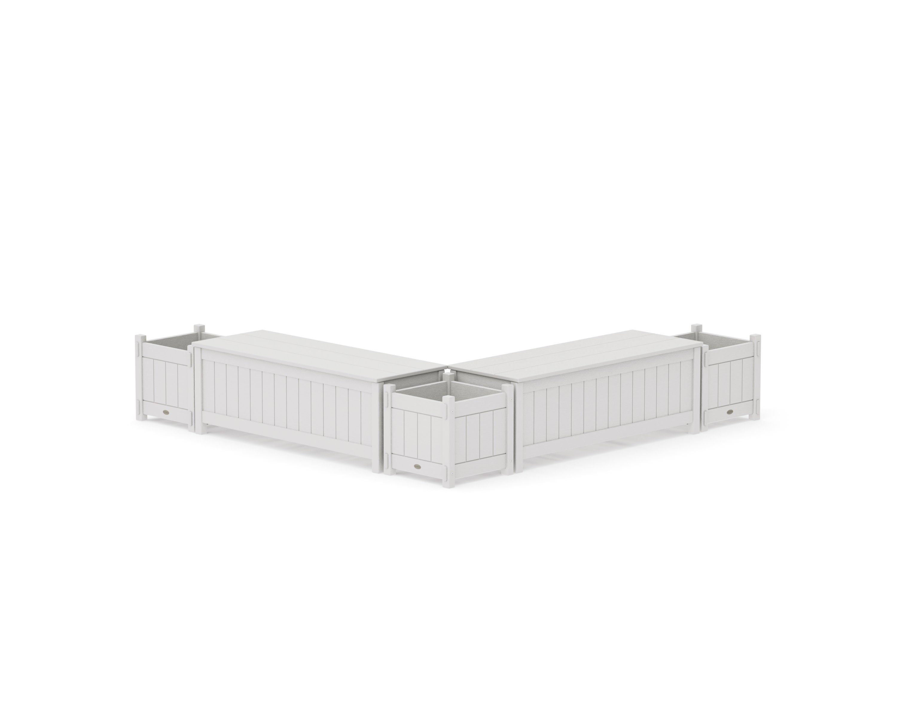 48" Vineyard L- Shaped Planter Storage Bench Corner Set in Vintage White