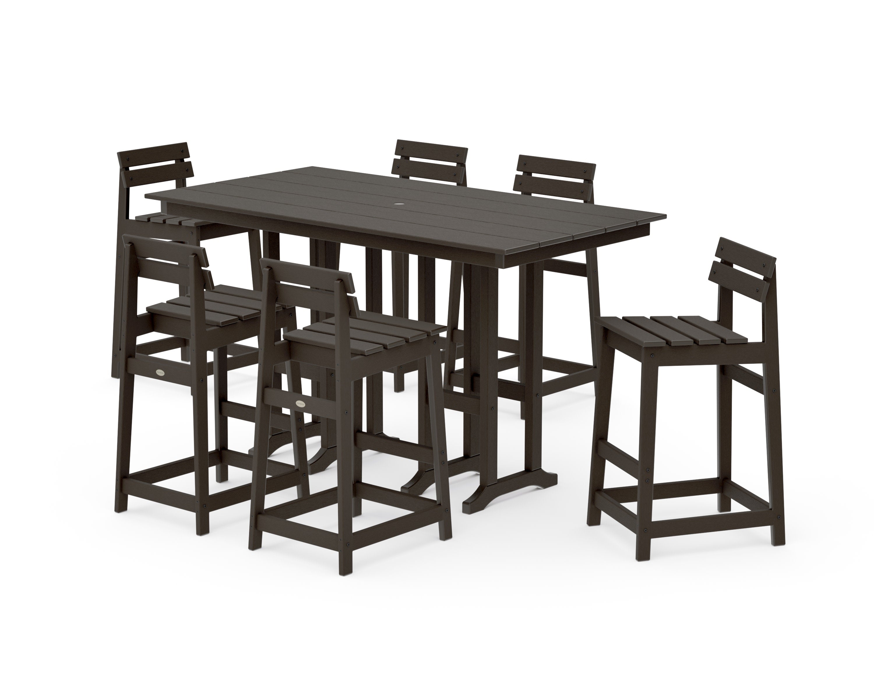 Modern Studio Plaza Lowback Bar Chair 7-Piece Set in Vintage Coffee