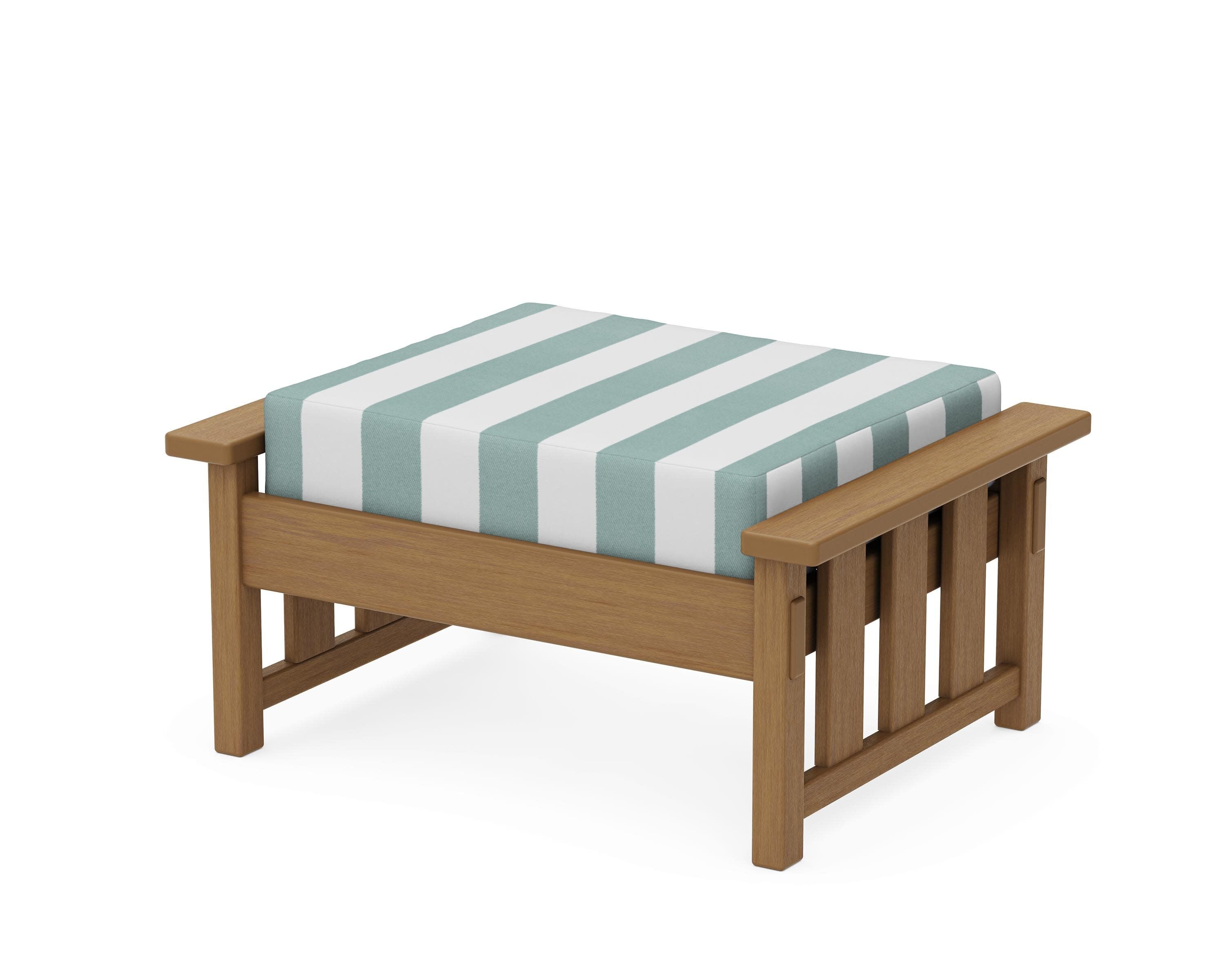 Acadia Deep Seating Ottoman in Natural / Cabana Stripe Glacier Spa