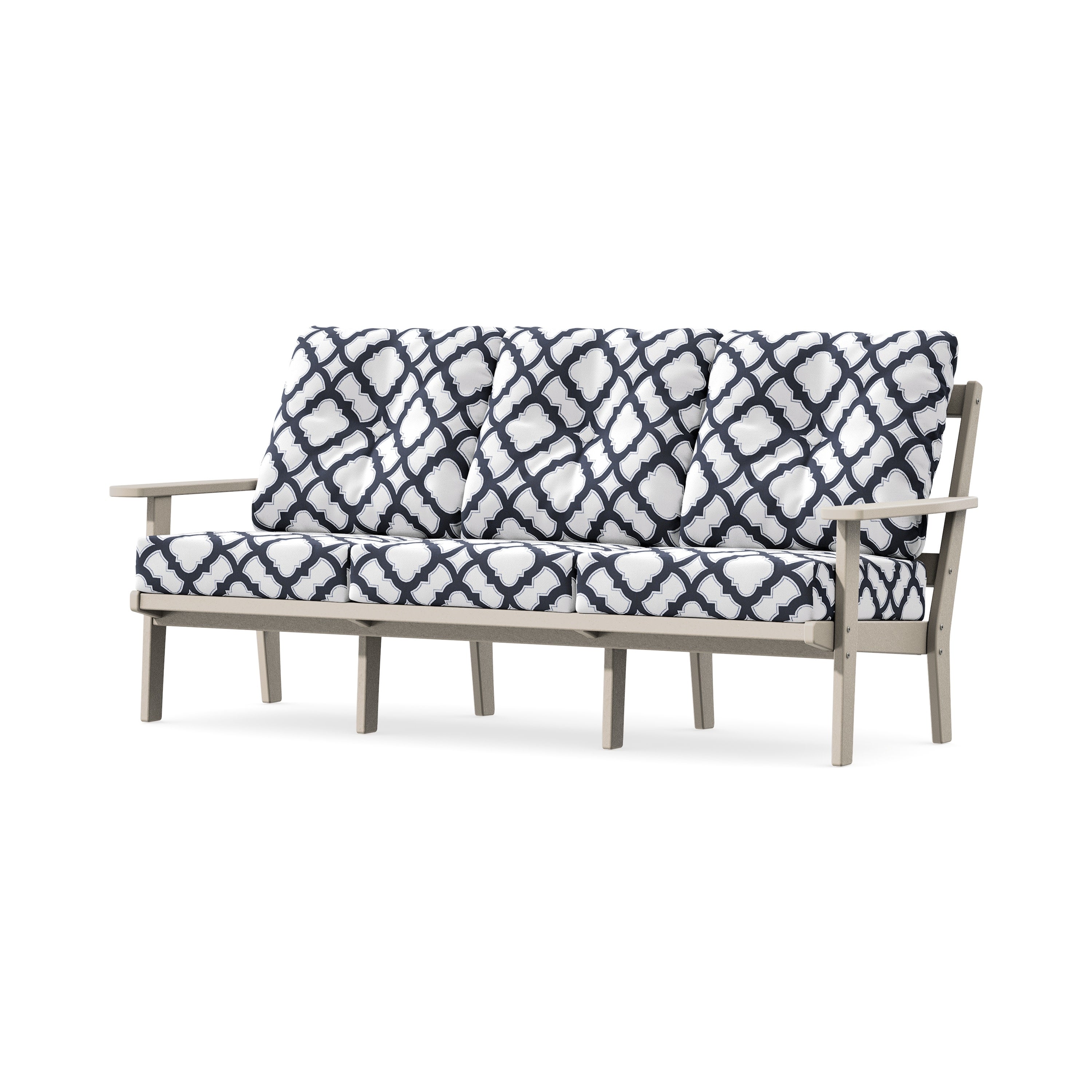 Oxford Deep Seating Sofa in Sand / Trellis Navy