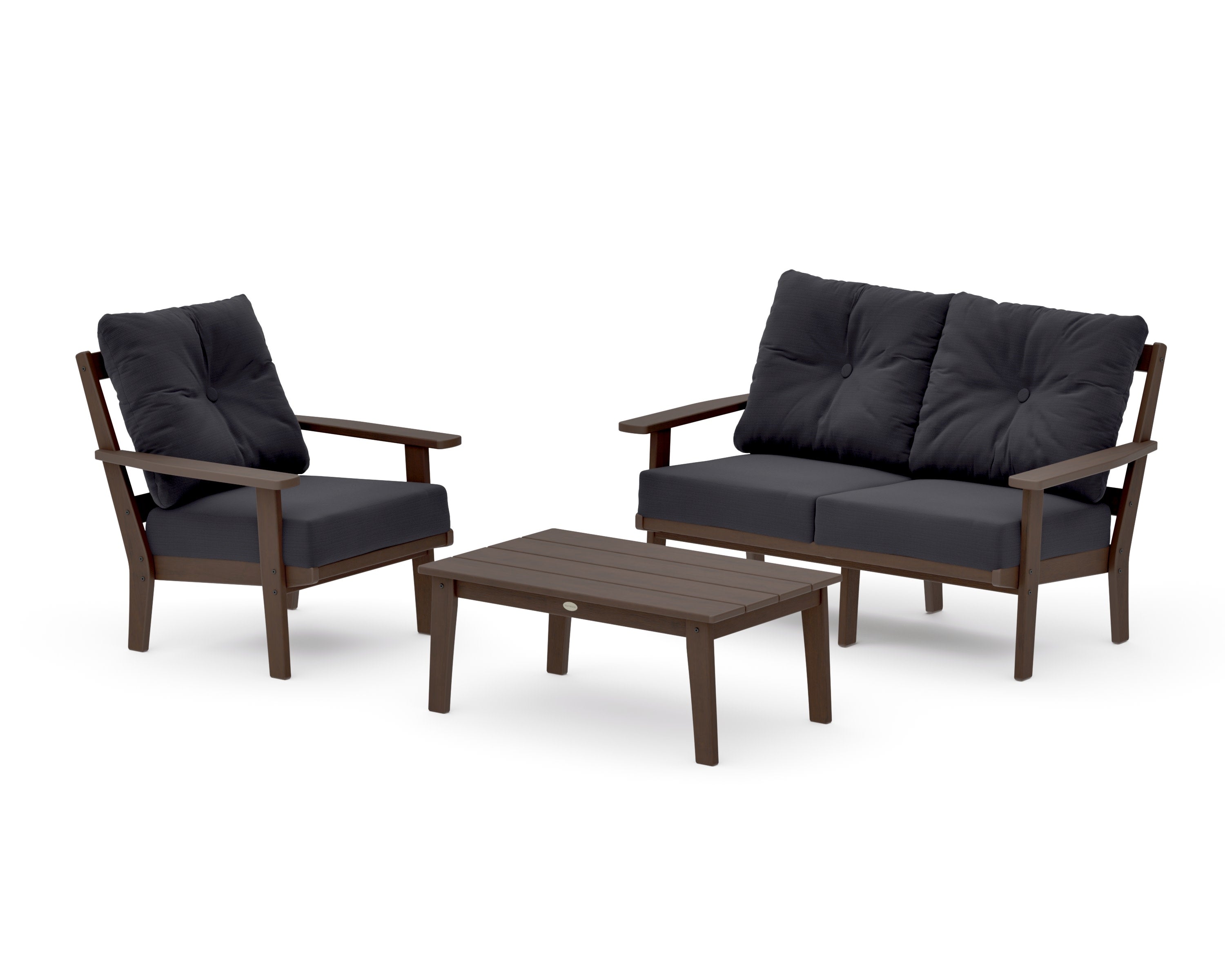Oxford 3-Piece Deep Seating Set with Loveseat in Kona / Midnight Linen