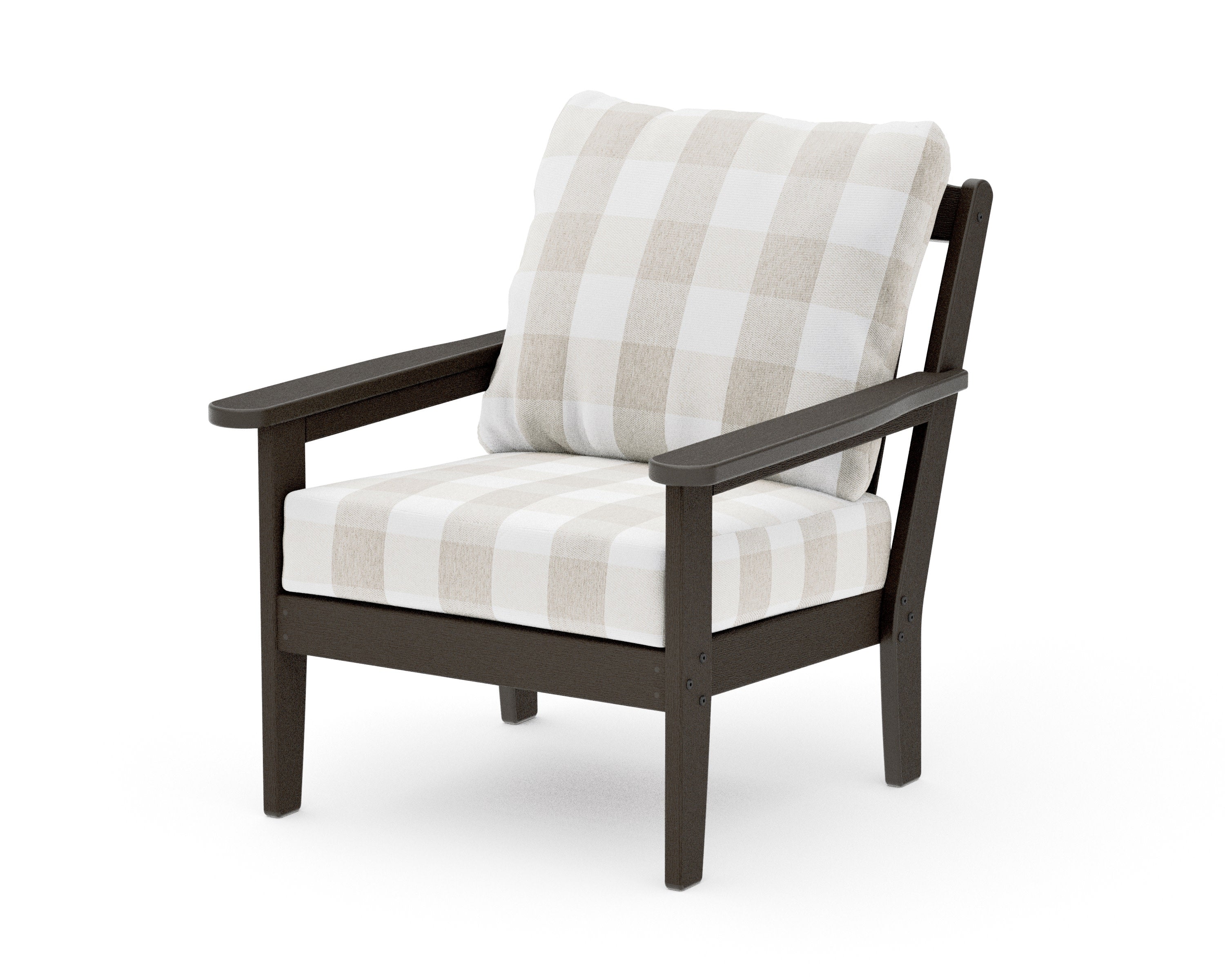 Cottage Deep Seating Chair in Vintage Coffee / Cabana Stripe Marine Indigo