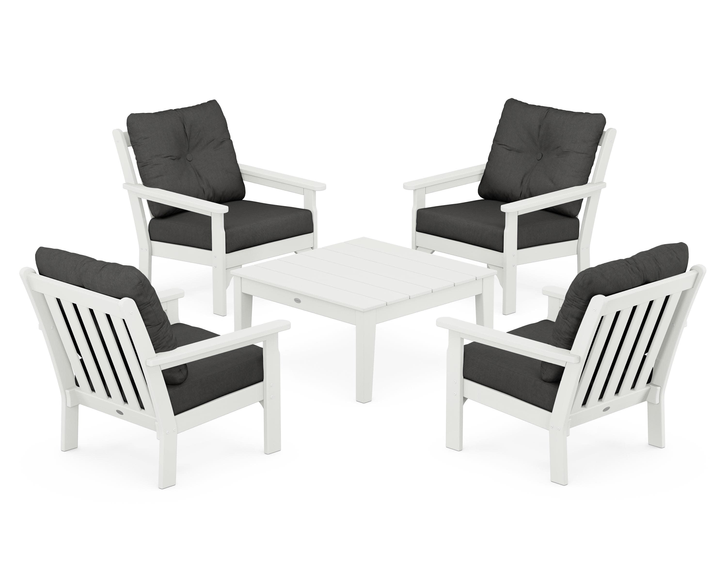 Vineyard 5-Piece Deep Seating Conversation Set in Vintage White / Spectrum Carbon