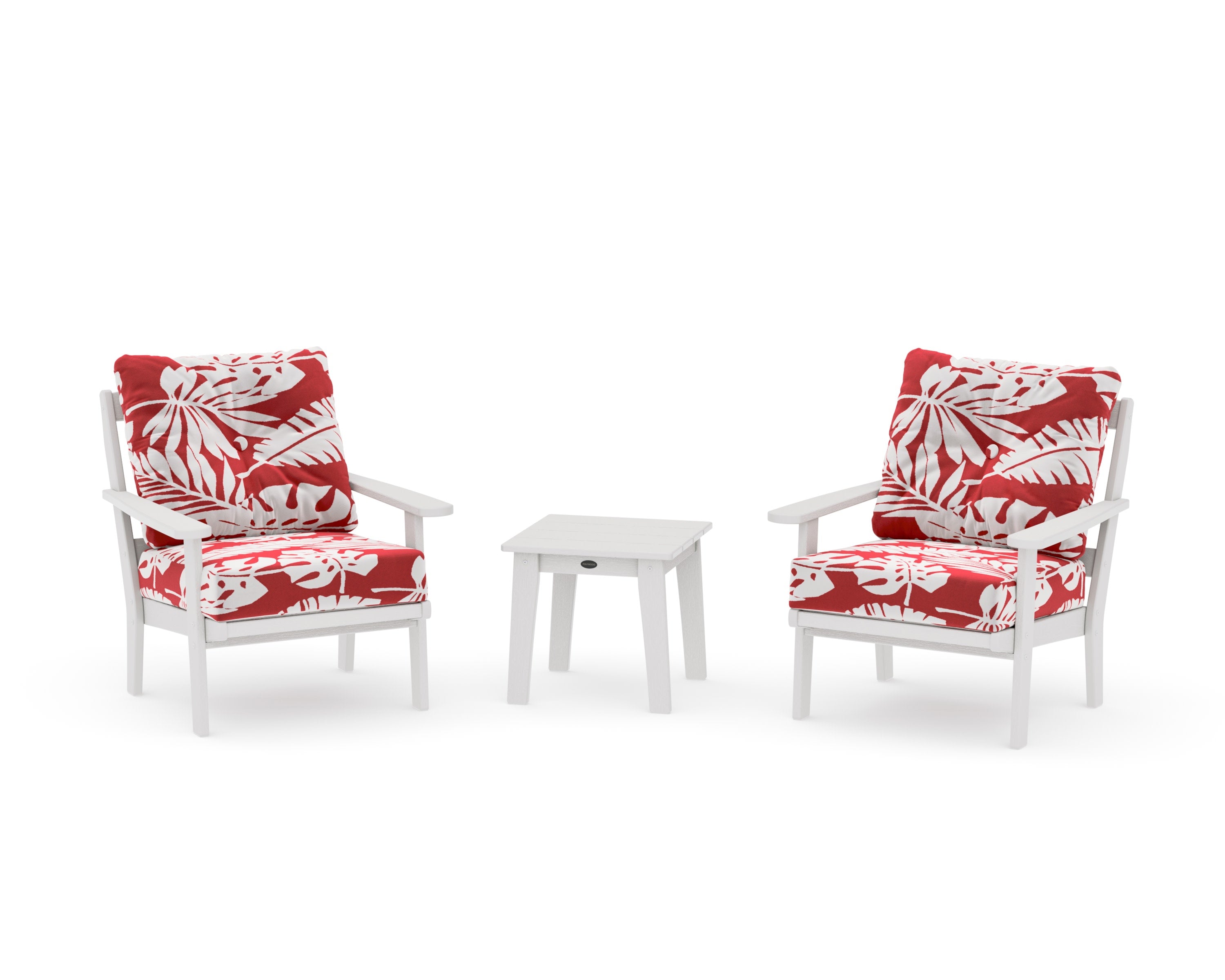 Mission 3-Piece Deep Seating Set in Vintage White / Leaf Crimson