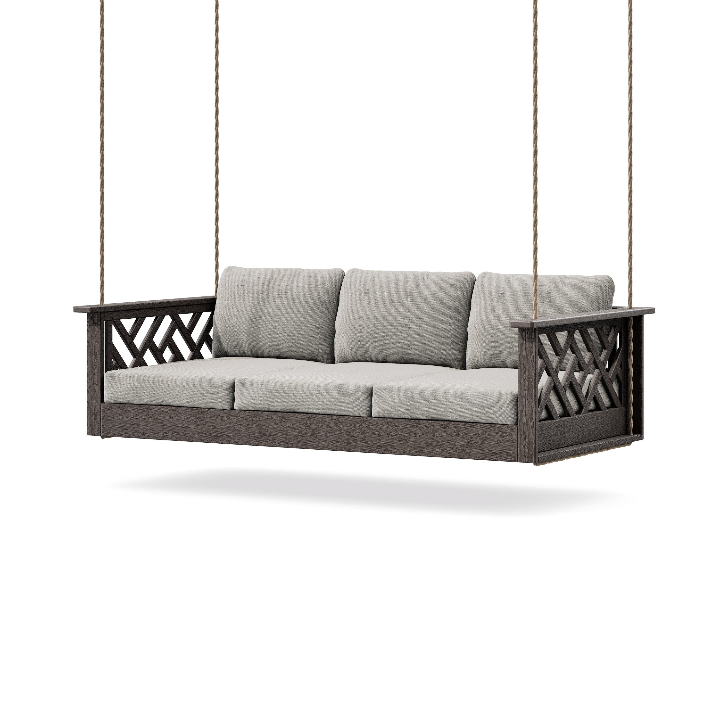 Chippendale Daybed Swing in Vintage Coffee / Weathered Tweed