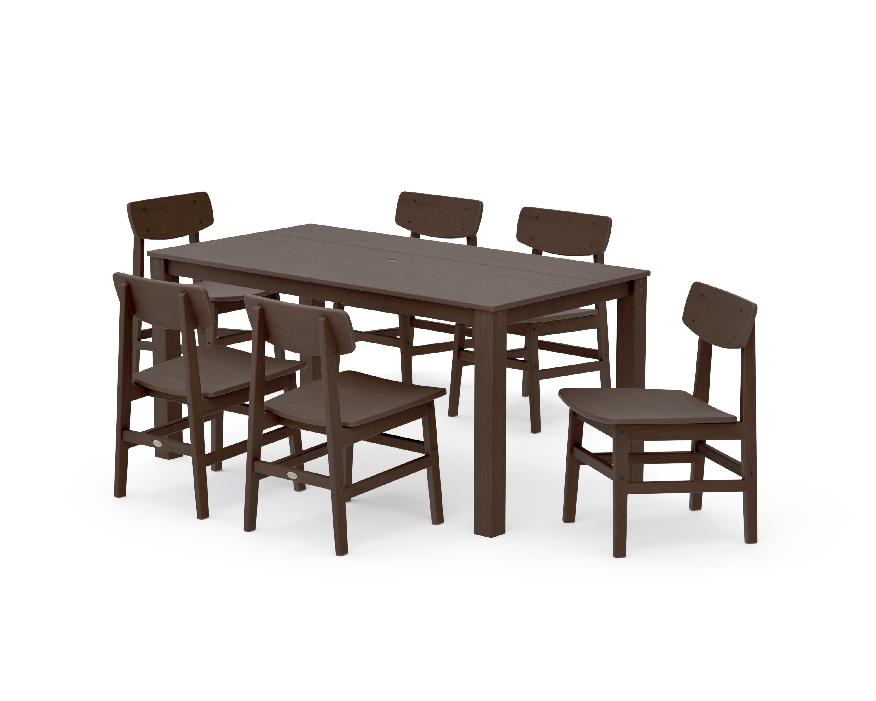 Modern Studio Urban Chair 7-Piece Parsons Table Dining Set in Kona