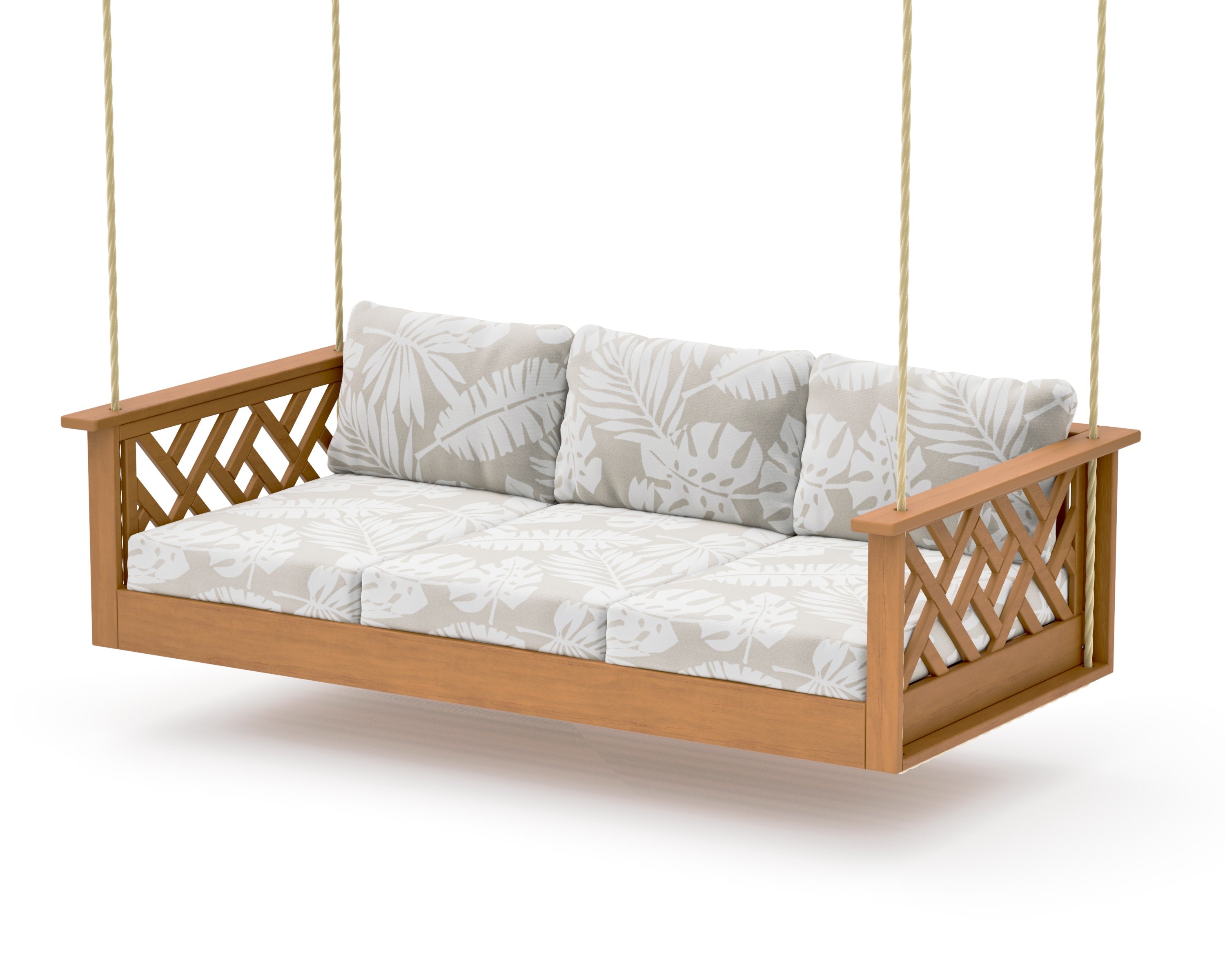 Chippendale Daybed Swing in Natural / Leaf Dune Burlap