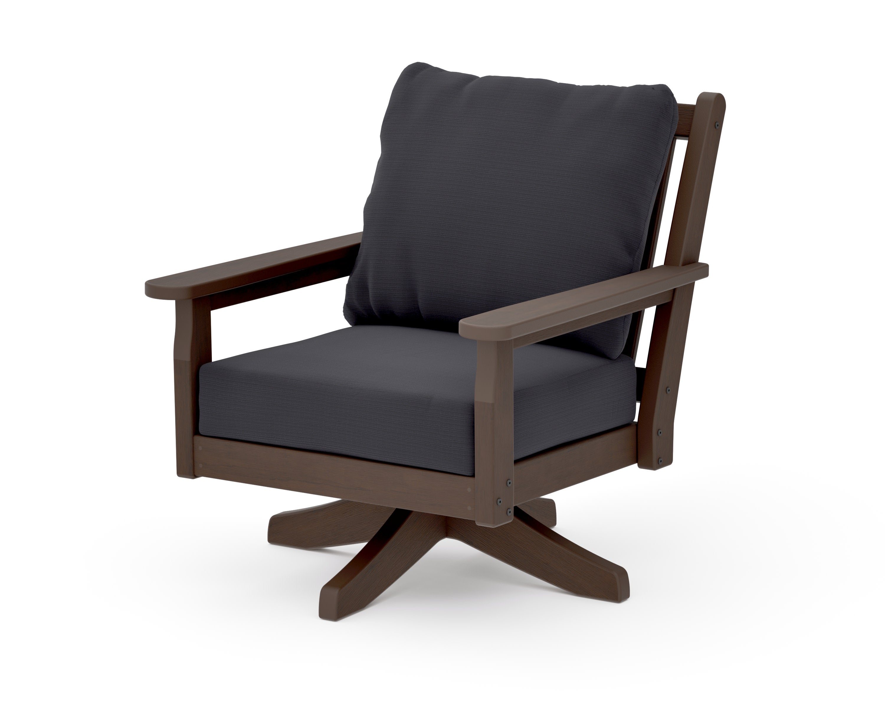 Chippendale Deep Seating Swivel Chair in Kona / Midnight Linen