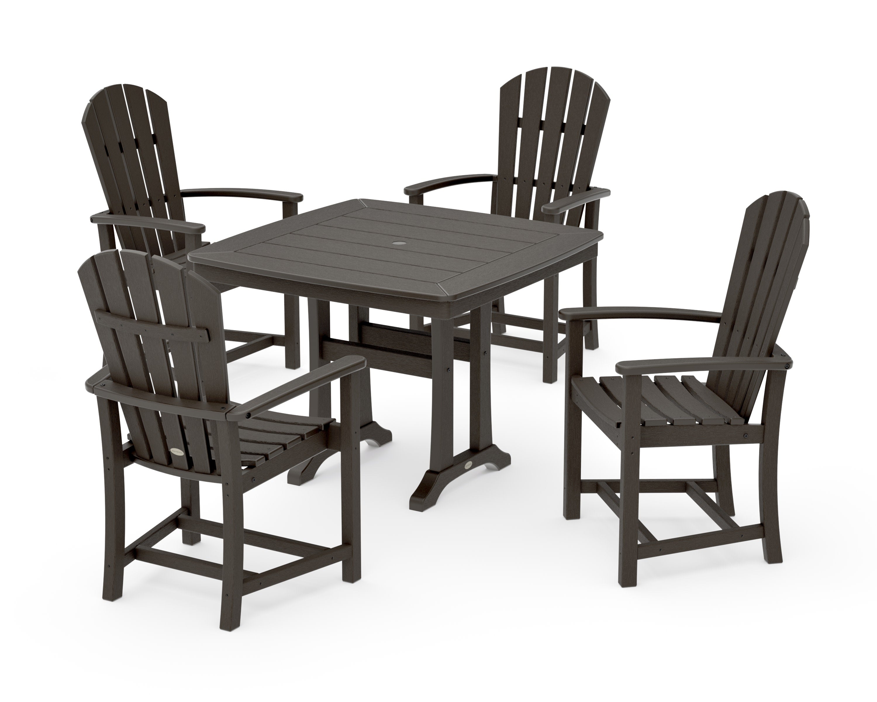 Palm Coast 5-Piece Dining Set with Trestle Legs in Vintage Coffee