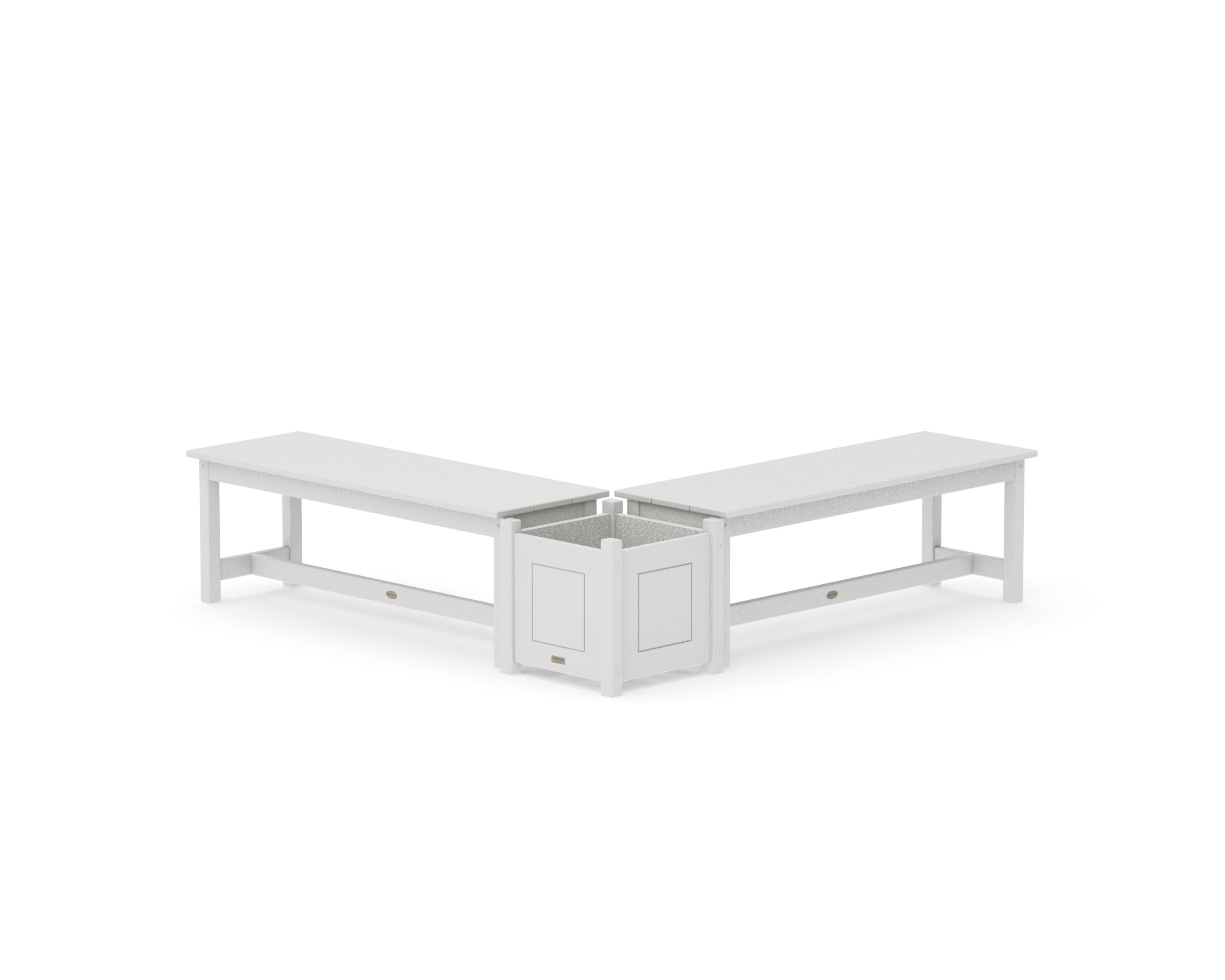 48" Country Living L- Shaped Planter Bench Set in Vintage White