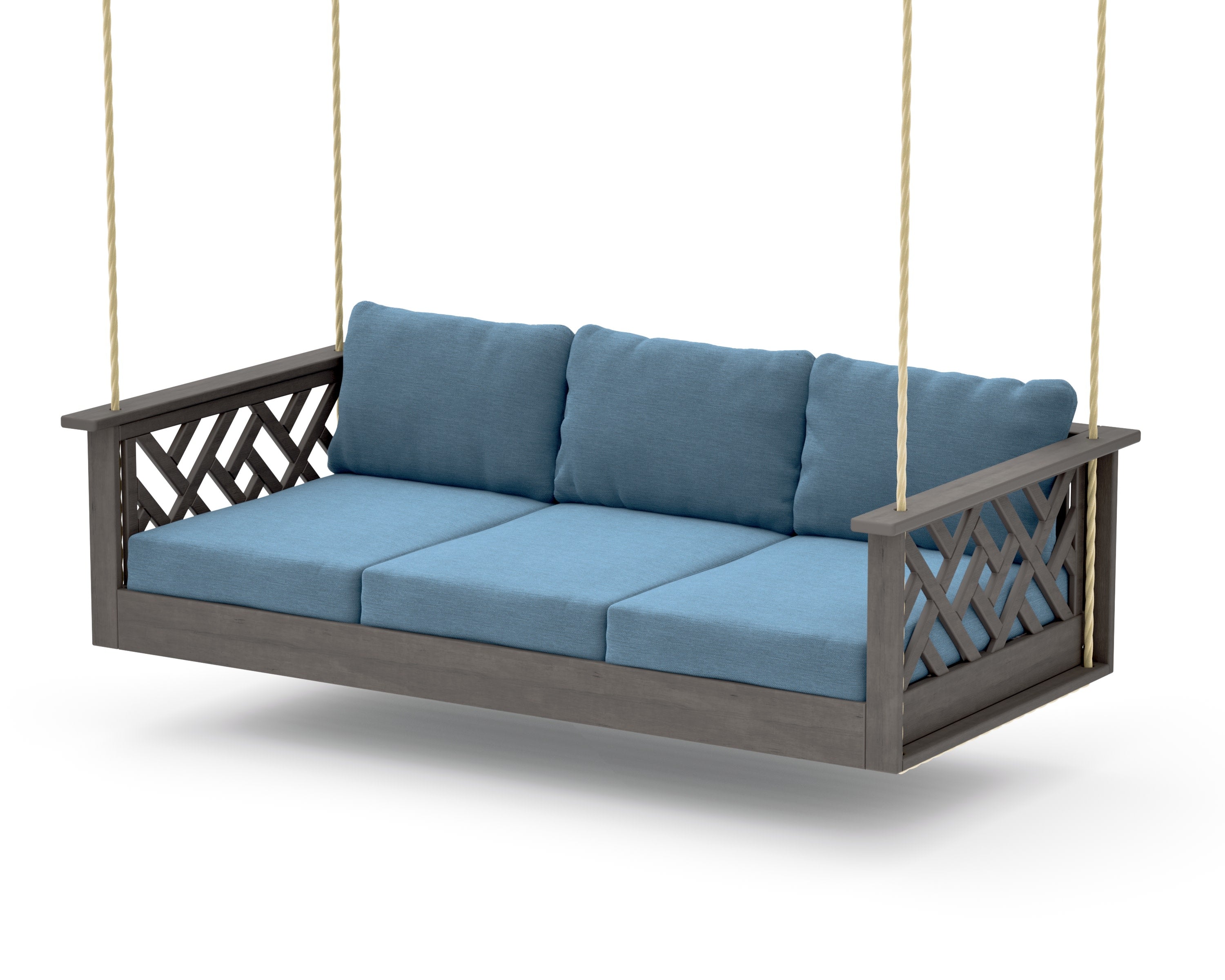 Chippendale Daybed Swing in Driftwood / Sky Blue
