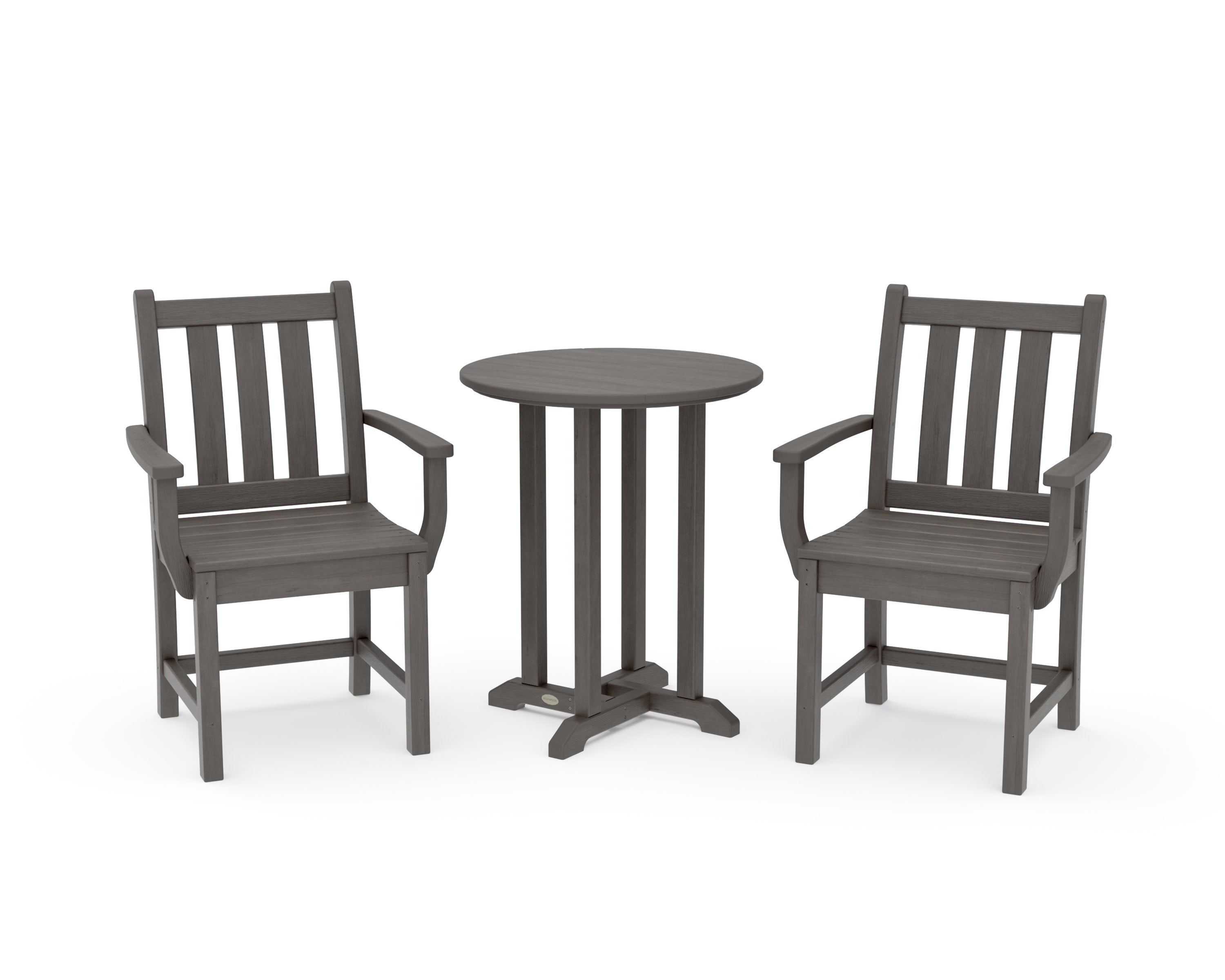 Traditional Garden 3-Piece Round Bistro Dining Set in Driftwood