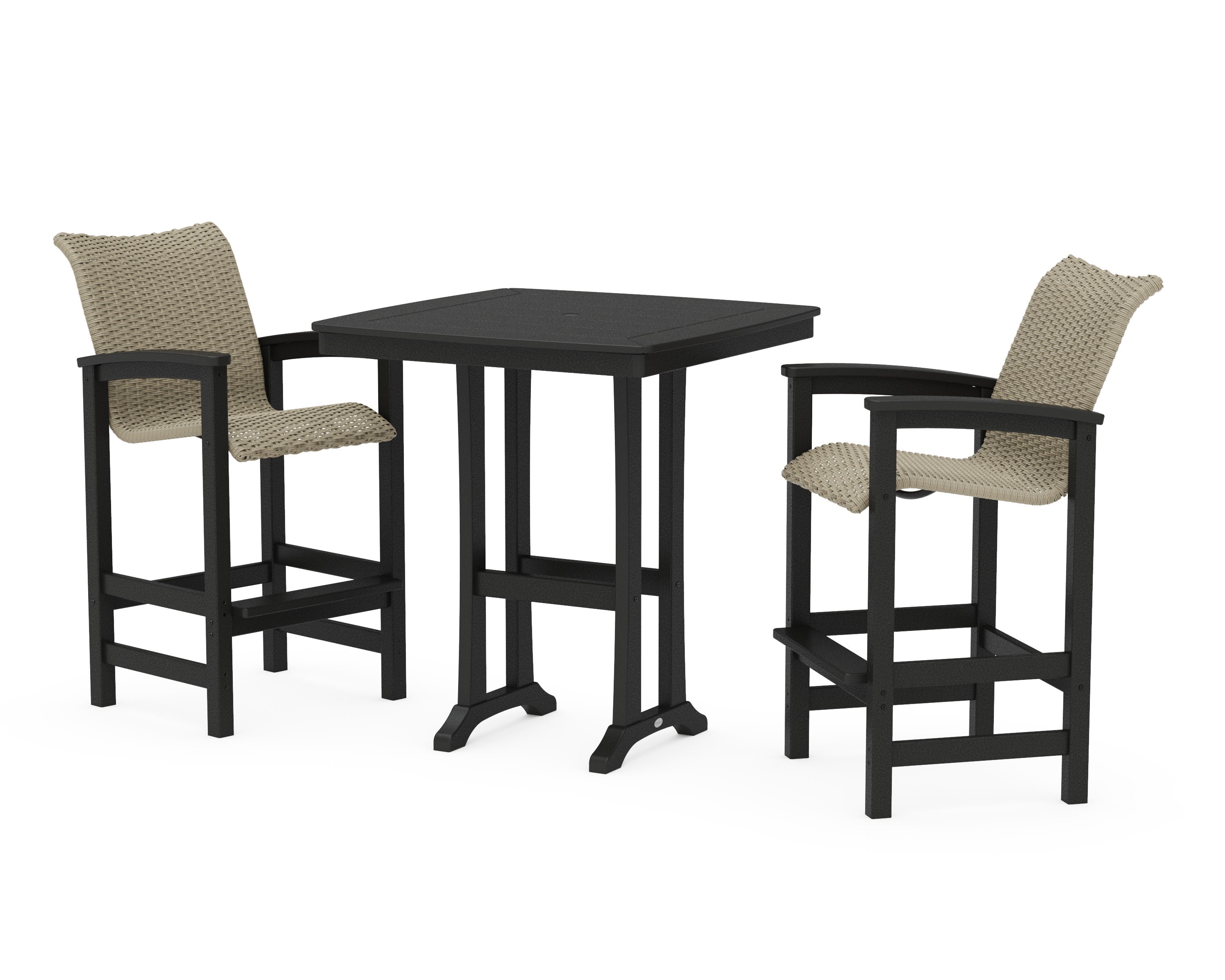 Coastal Woven 3-Piece Bar Set in Black / Dune Grass