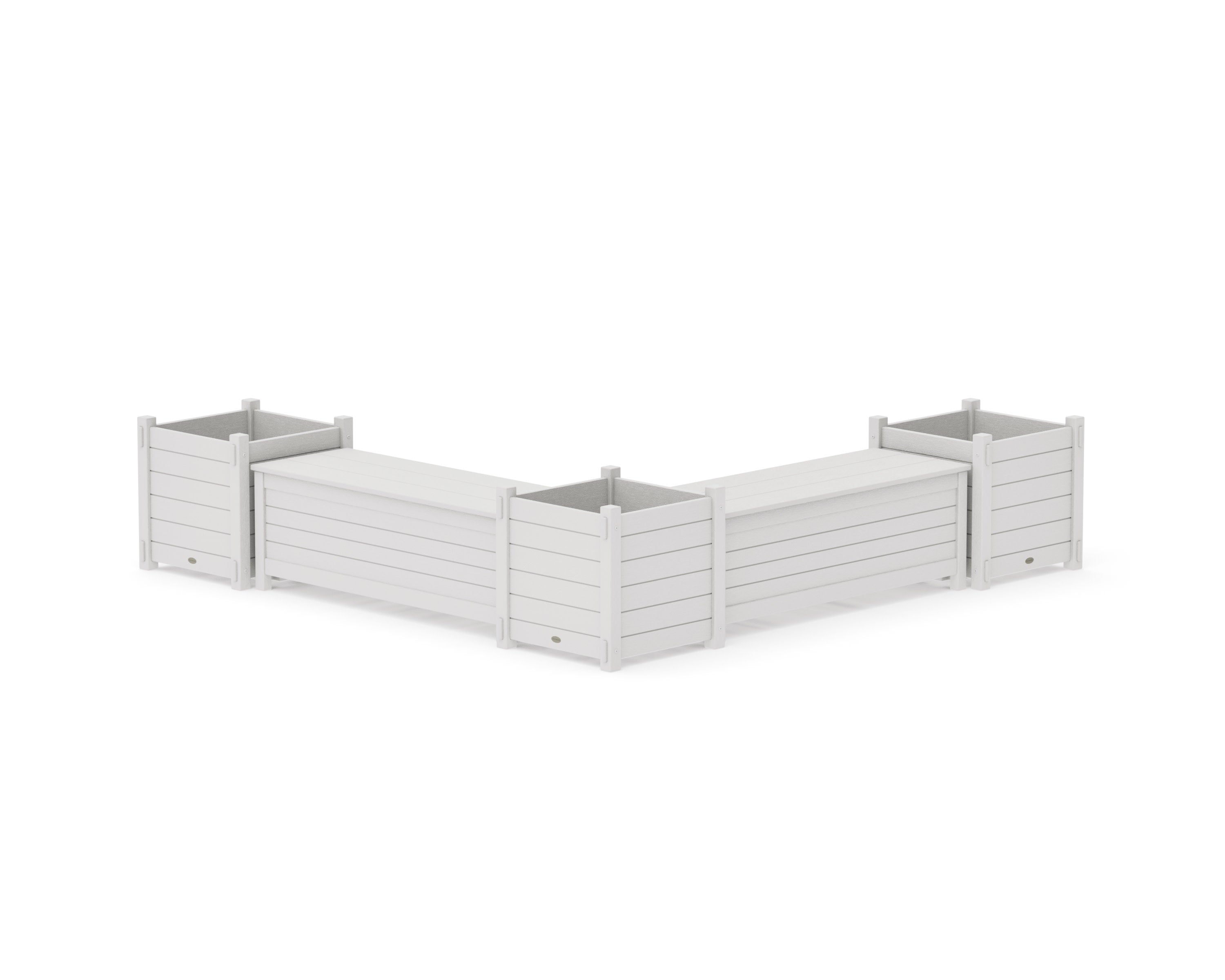 48" Nautical L- Shaped Planter Storage Bench Corner Set- Large in Vintage White
