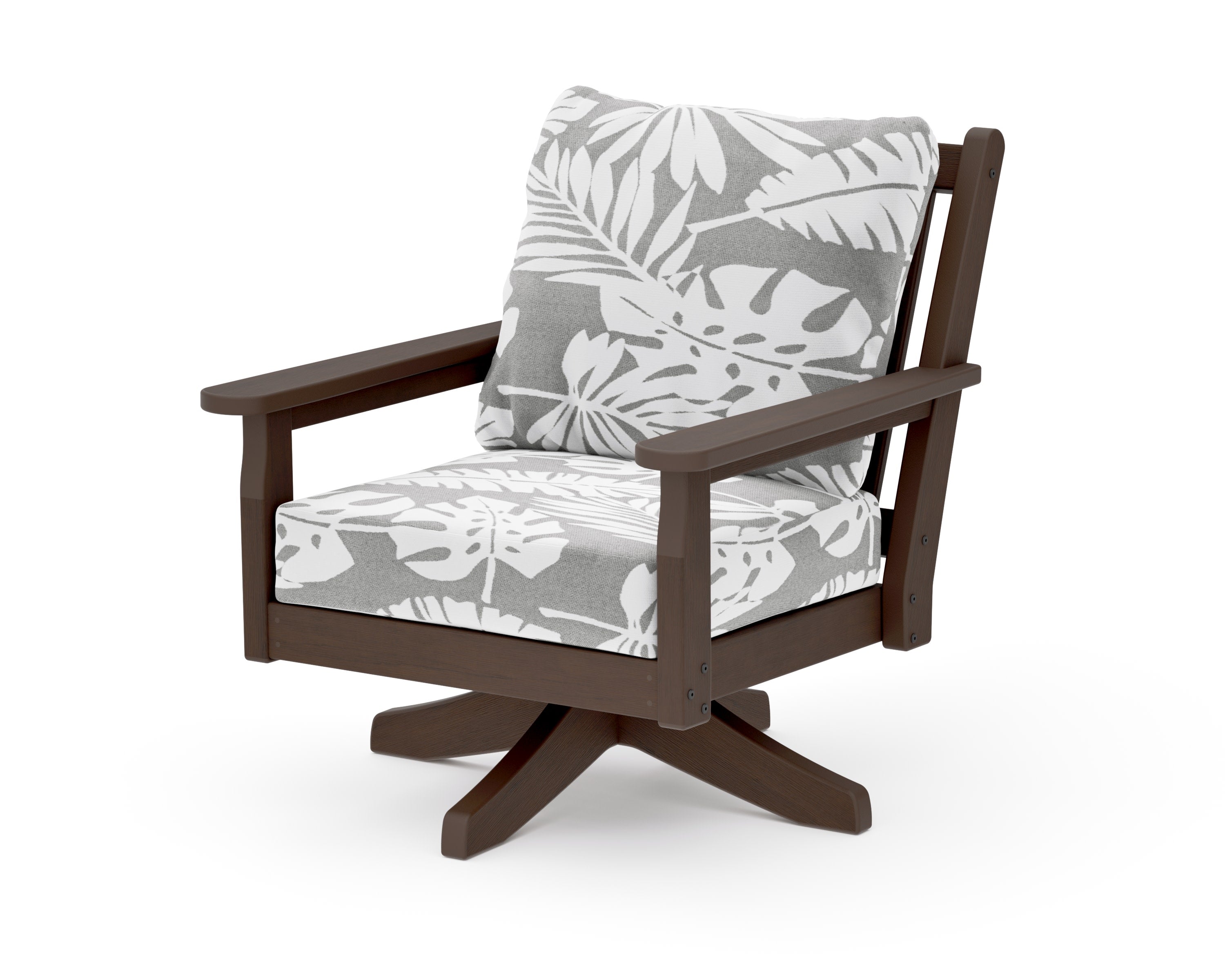 Chippendale Deep Seating Swivel Chair in Kona / Leaf Grey Mist
