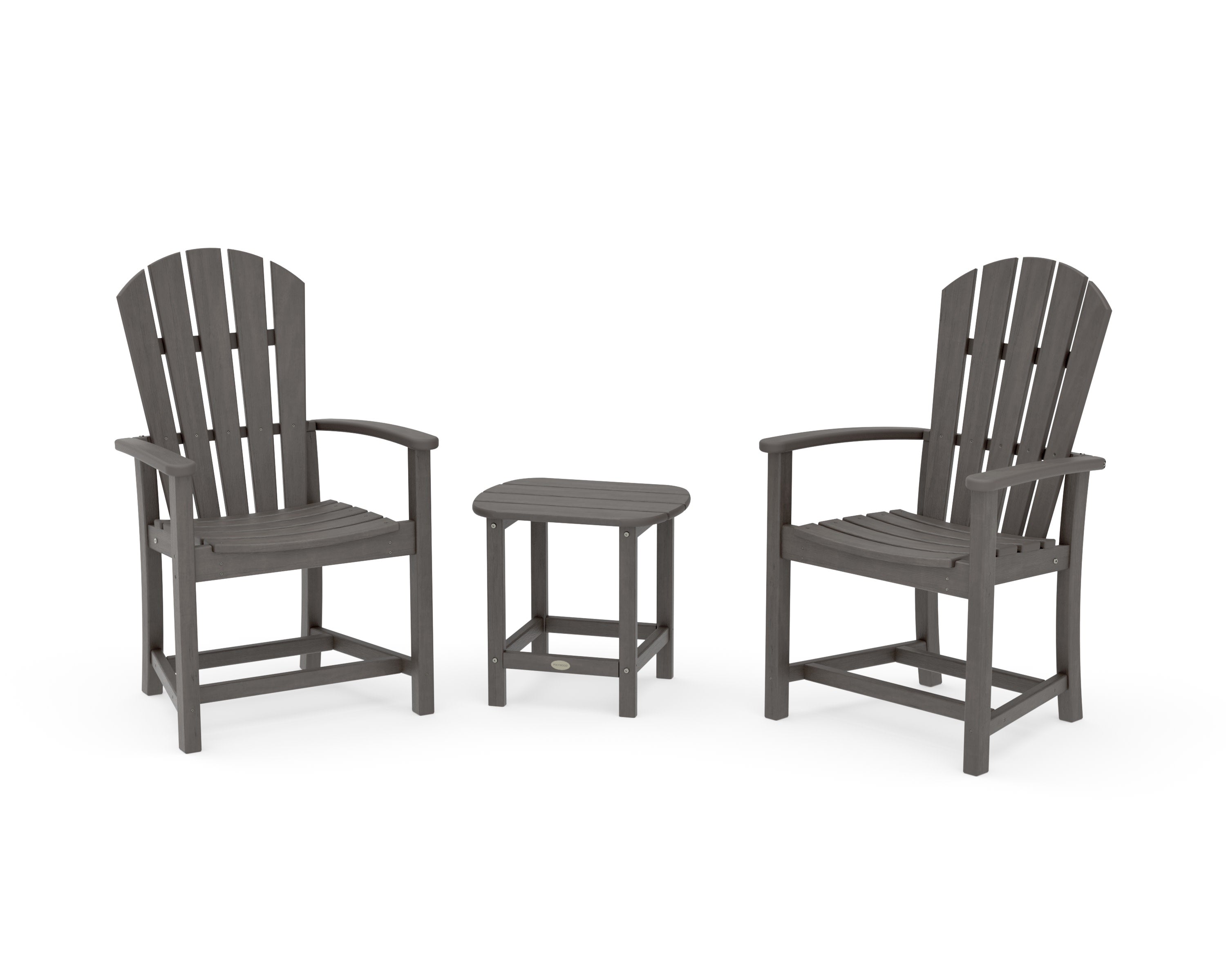Palm Coast 3-Piece Upright Adirondack Chair Set in Driftwood