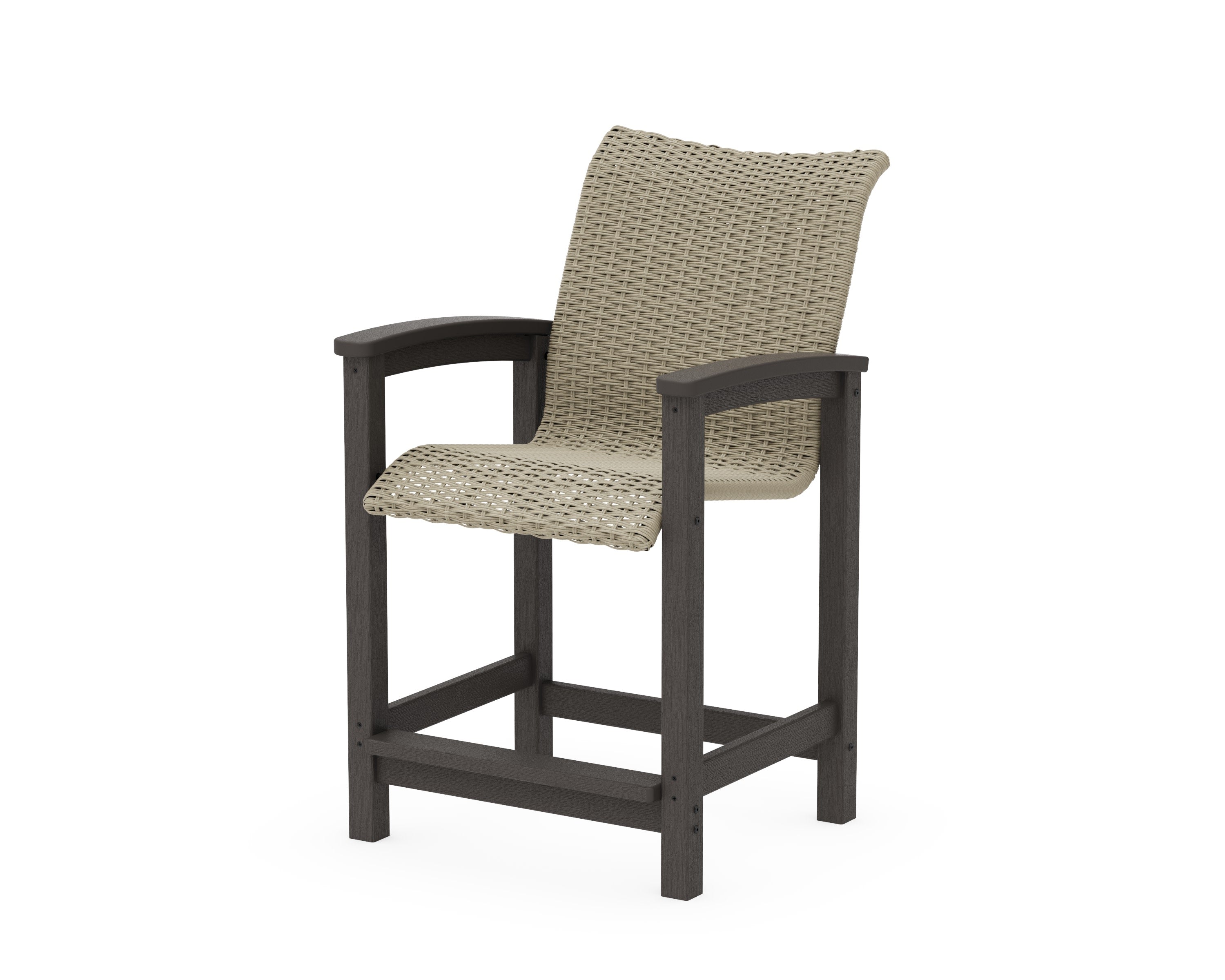 Coastal Woven Counter Chair in Vintage Coffee / Dune Grass