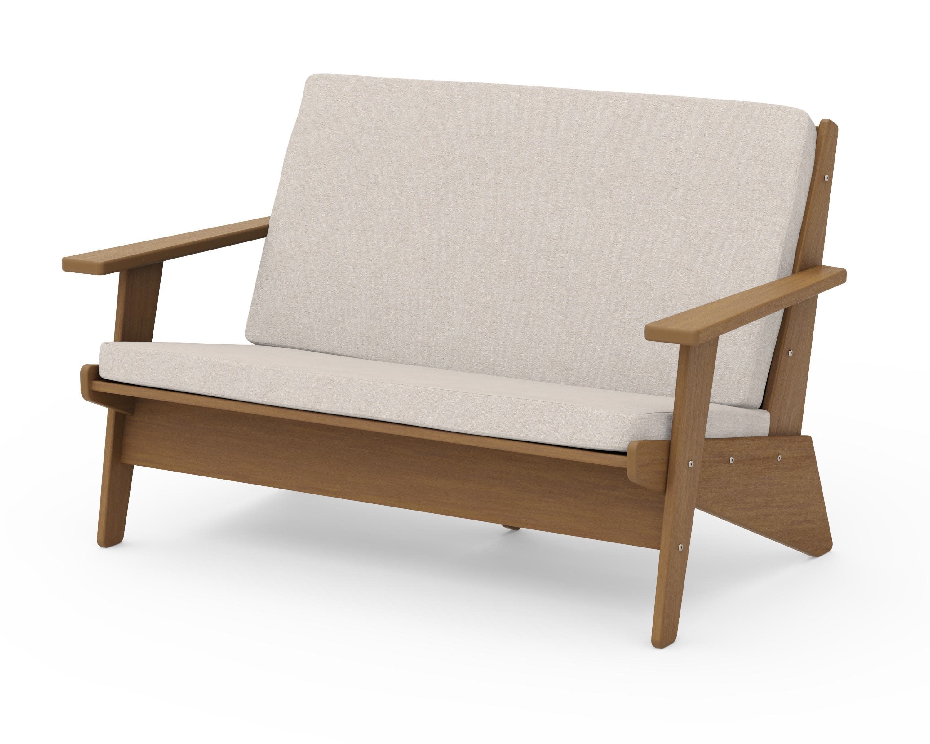 Riviera Modern Lounge Loveseat in Natural / Nuance Cloud
