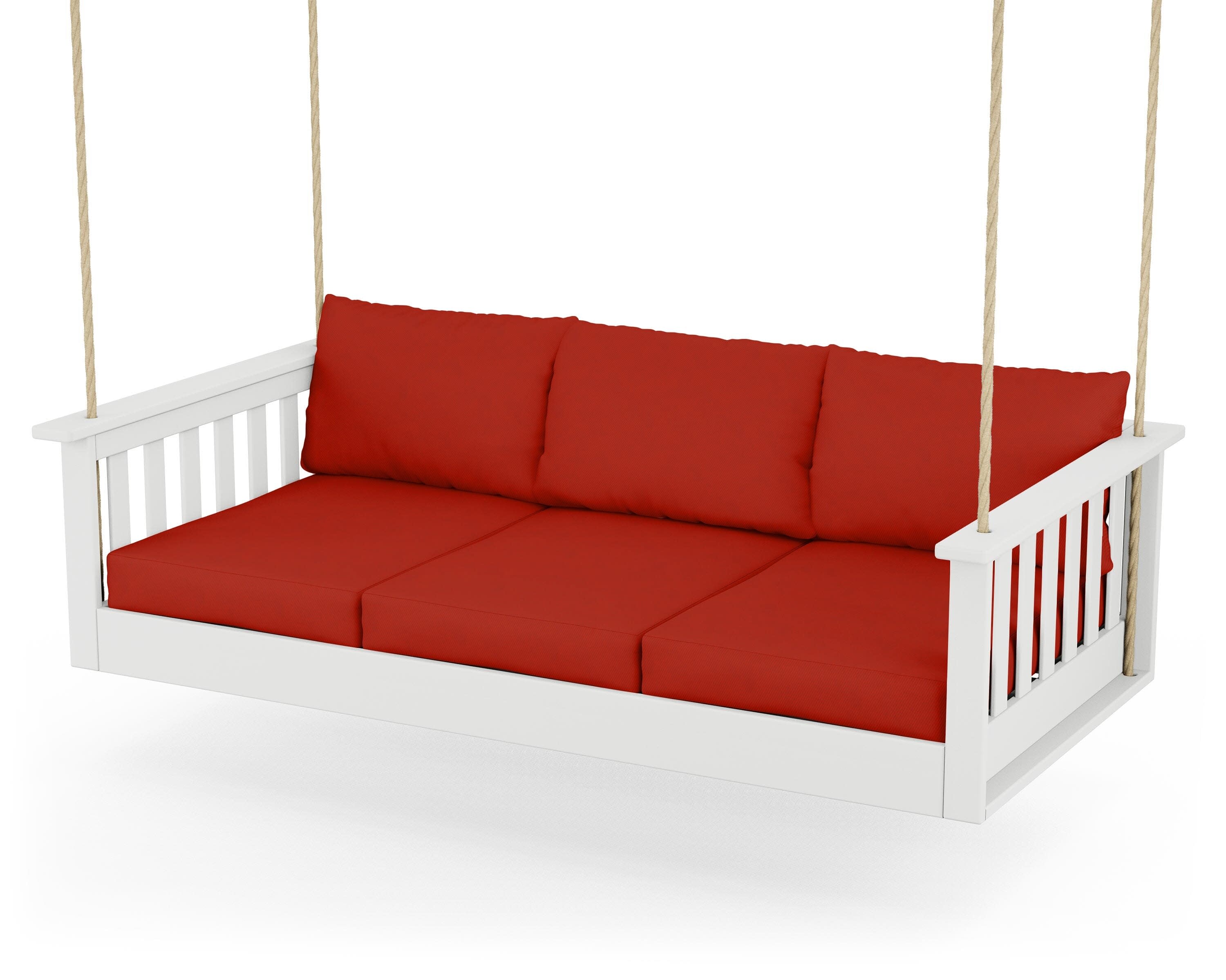 Vineyard Daybed Swing in White / Canvas Jockey Red