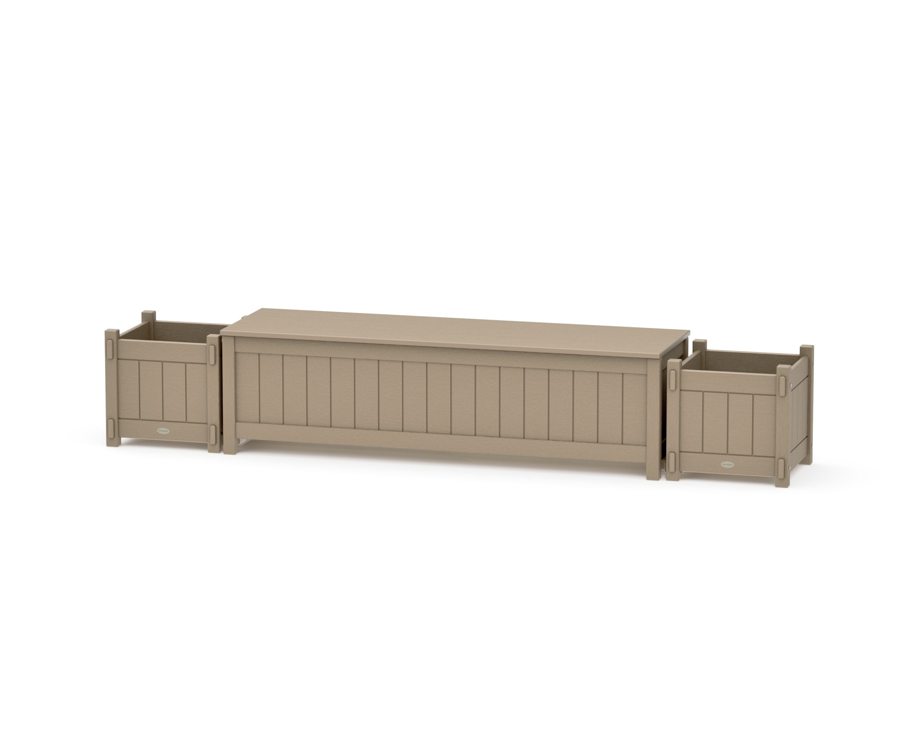 60" Vineyard Straight Planter Storage Bench Set in Vintage Sahara