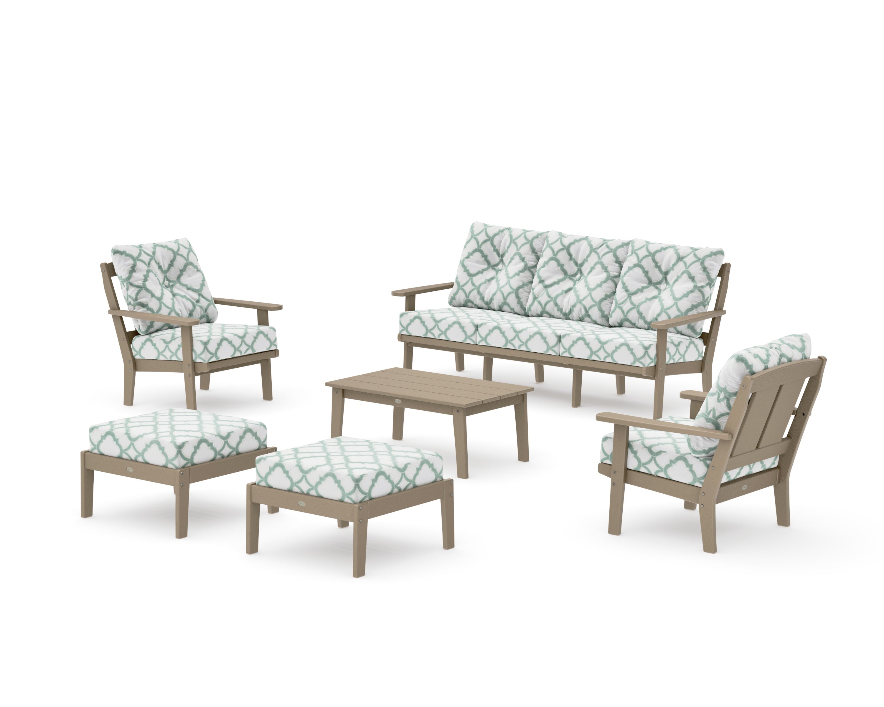 Mission 6-Piece Lounge Sofa Set in Vintage Sahara / Trellis Glacier Spa