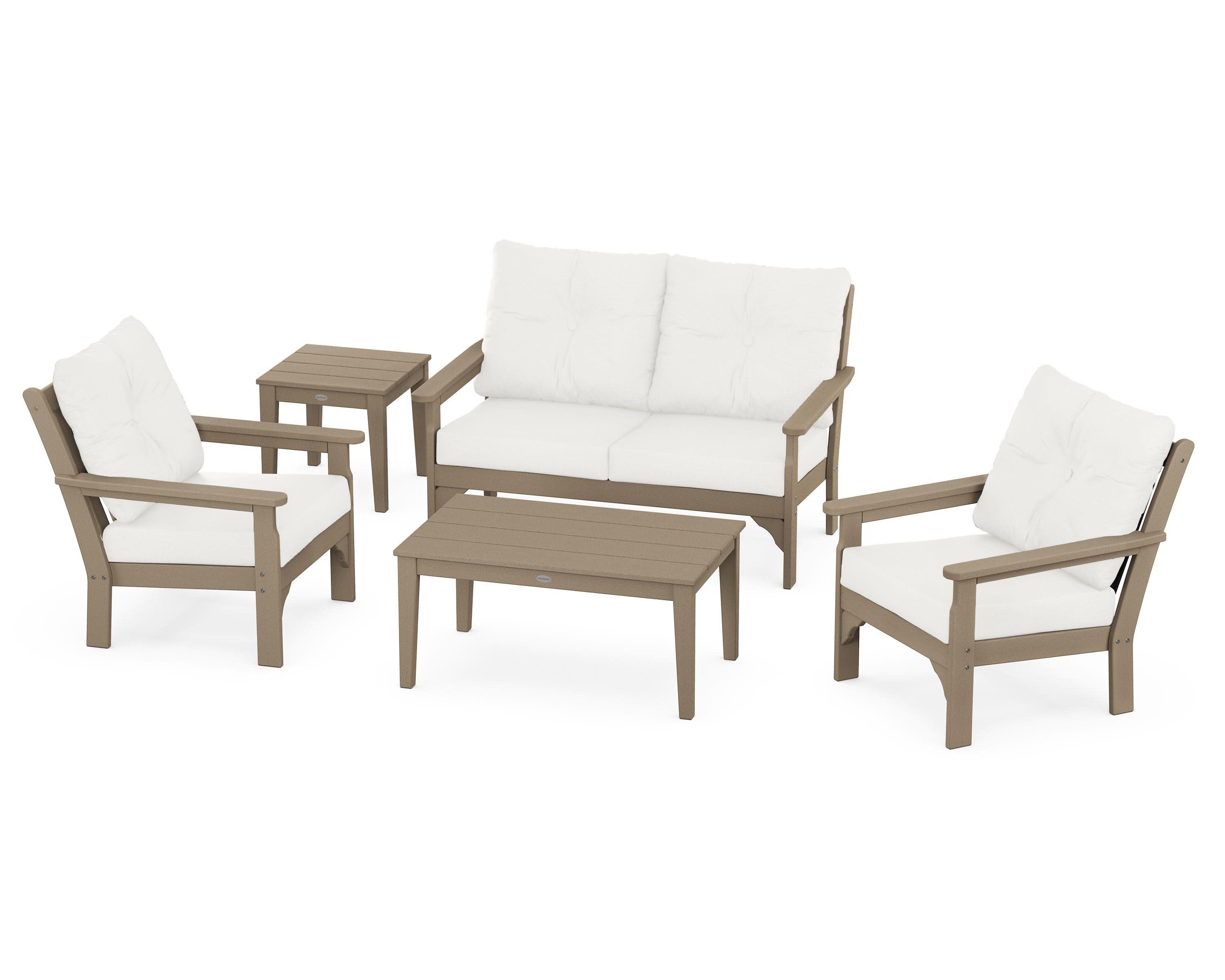 Vineyard 5-Piece Deep Seating Set in Vintage Sahara / Natural Linen