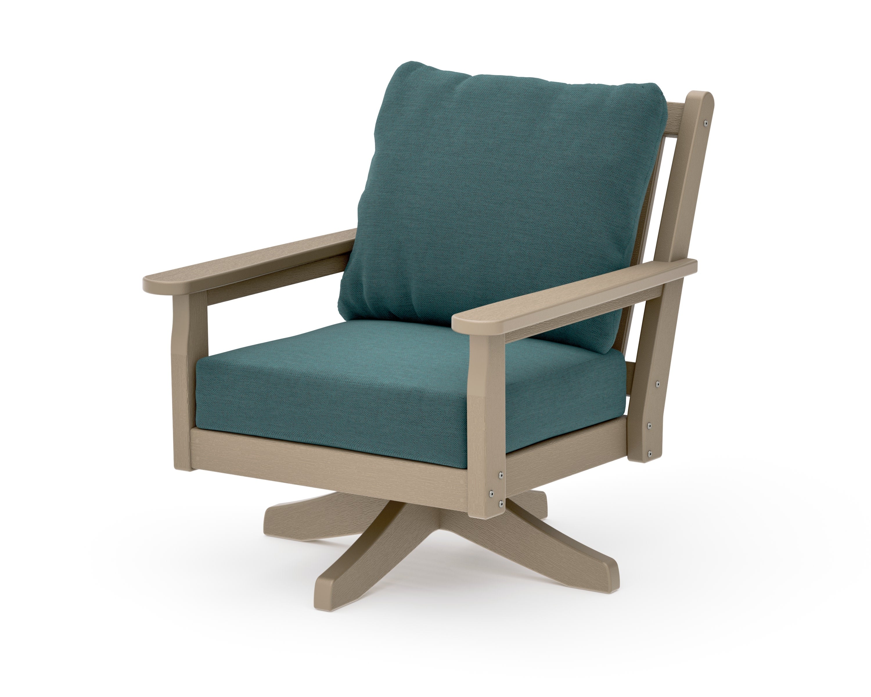 Chippendale Deep Seating Swivel Chair in Vintage Sahara / Ocean Teal