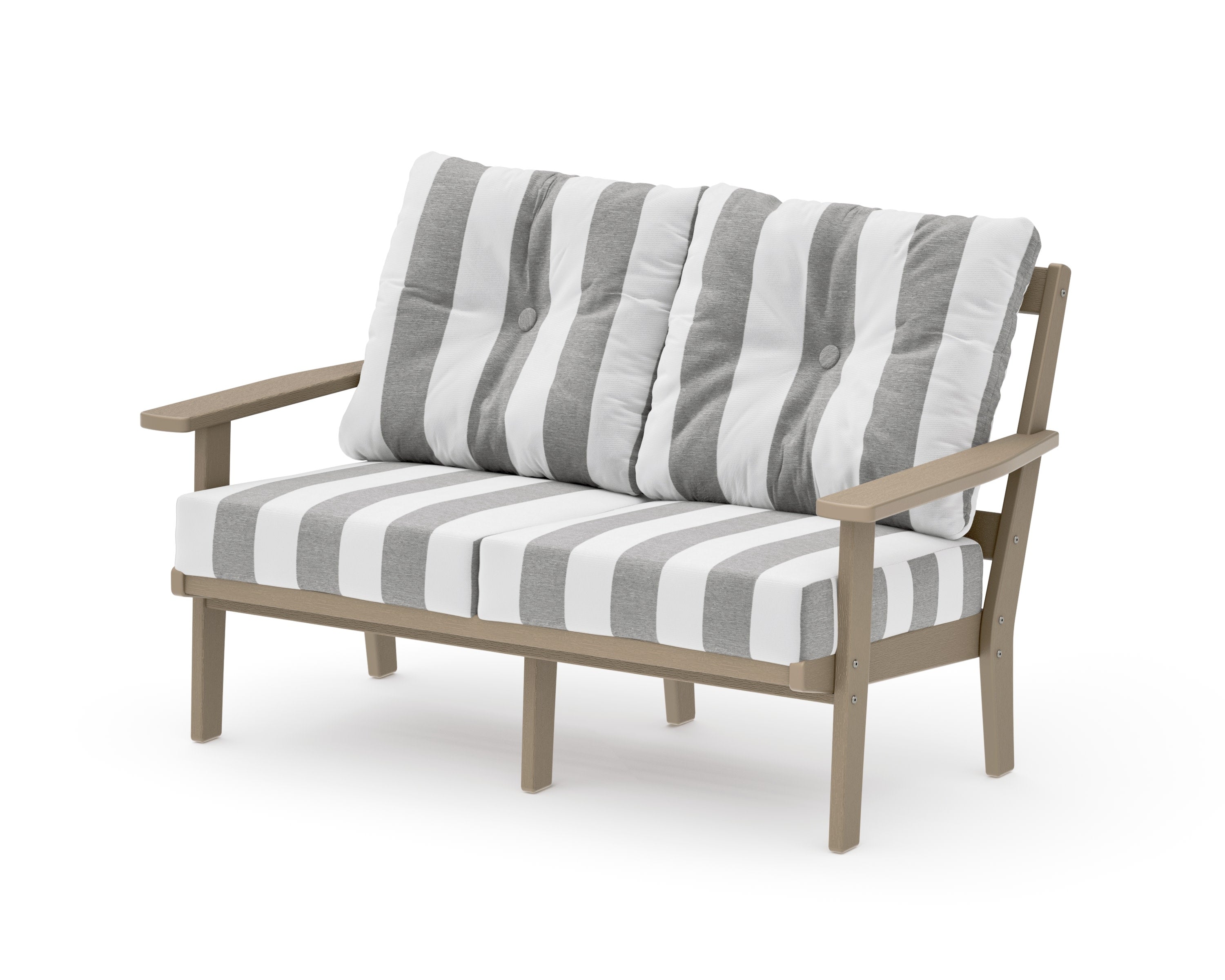 Oxford Deep SeatingLoveseat in Vintage Sahara / Cabana Stripe Grey Mist
