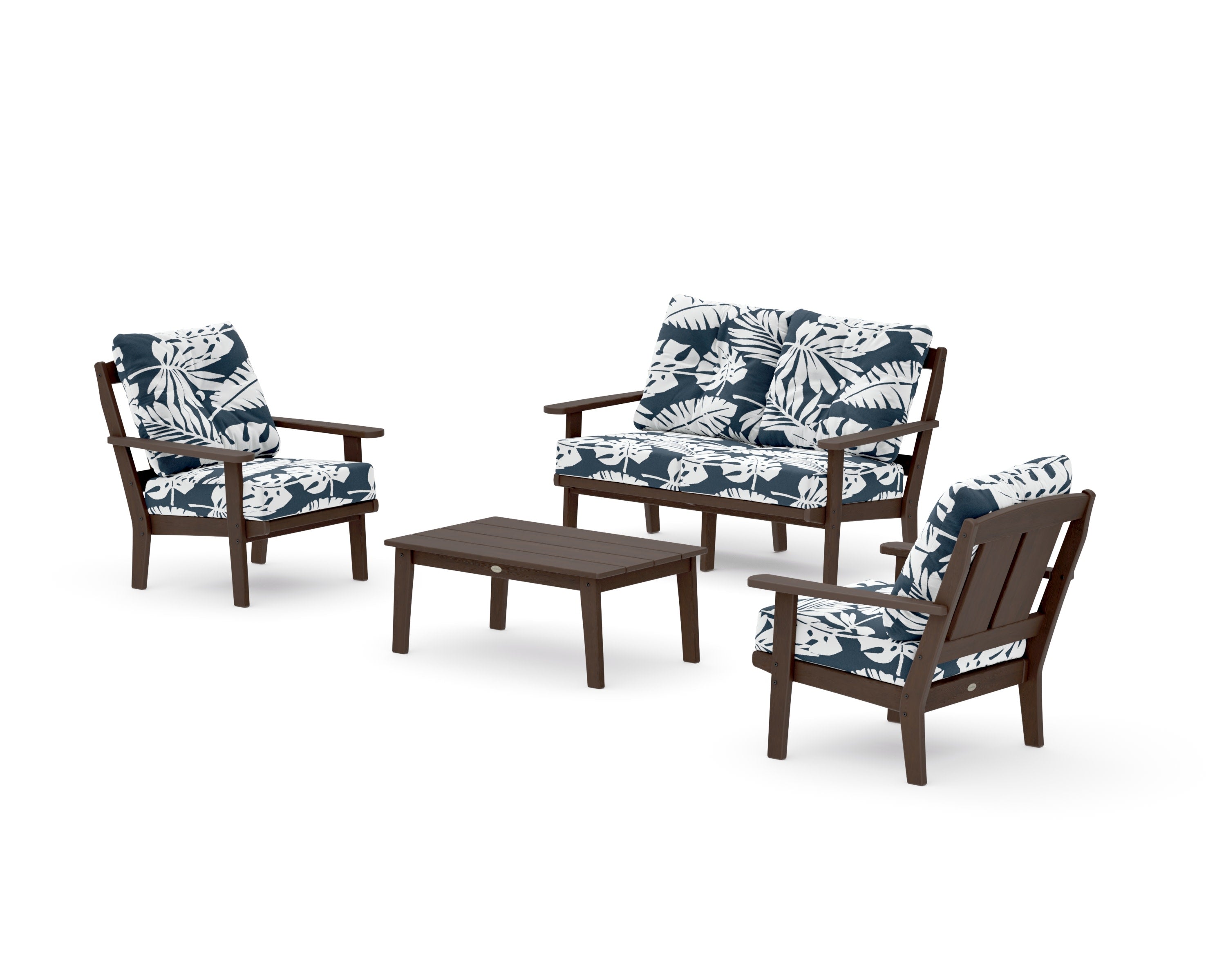 Mission 4-Piece Deep Seating Set with Loveseat in Kona / Leaf Marine Indigo
