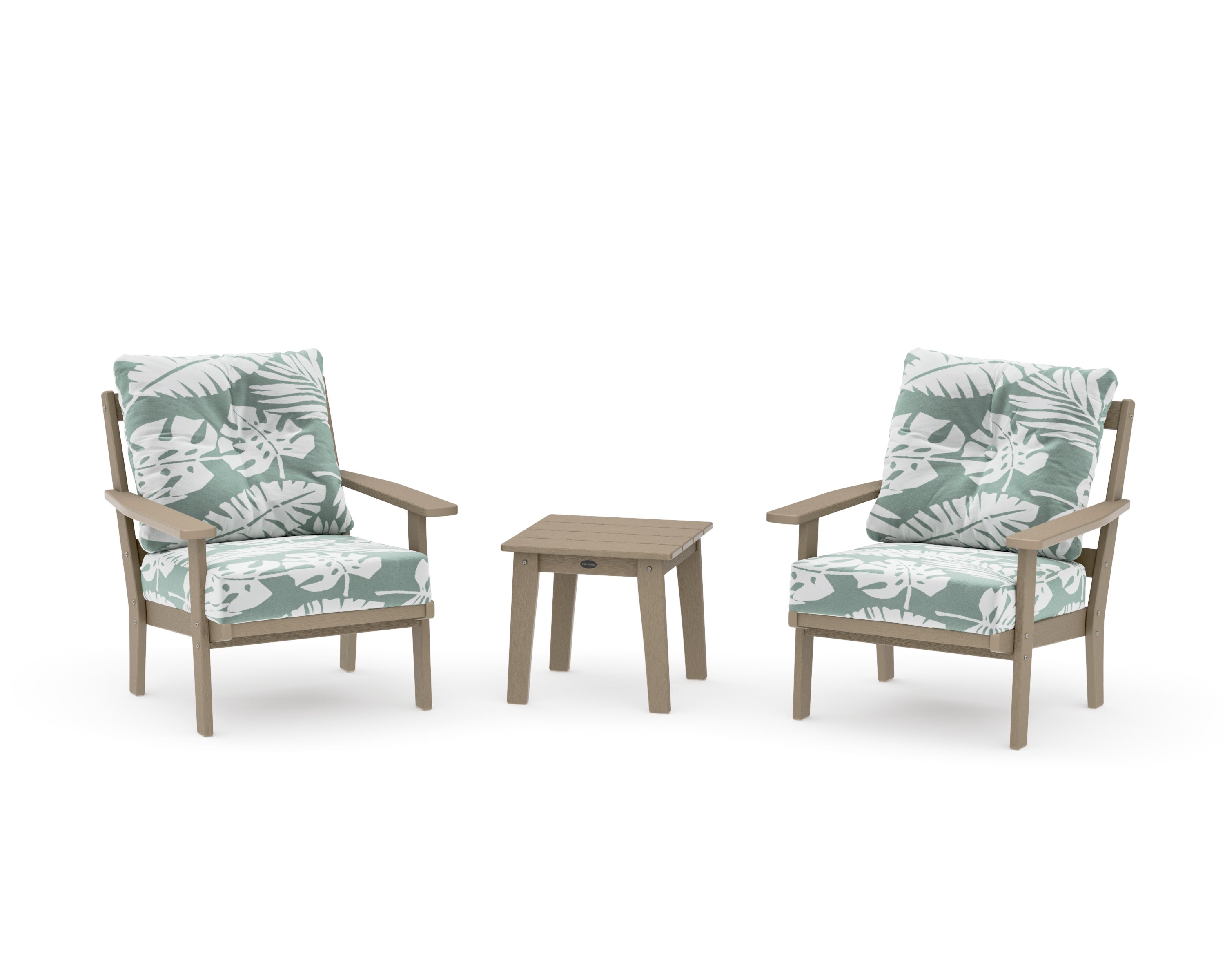 Oxford 3-Piece Deep Seating Set in Vintage Sahara / Leaf Glacier Spa